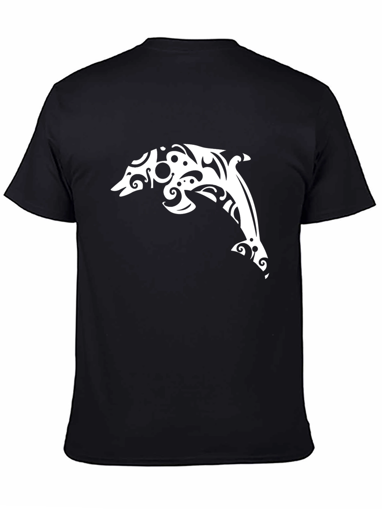 Black Tribal Dolphin Black T-Shirt view 4