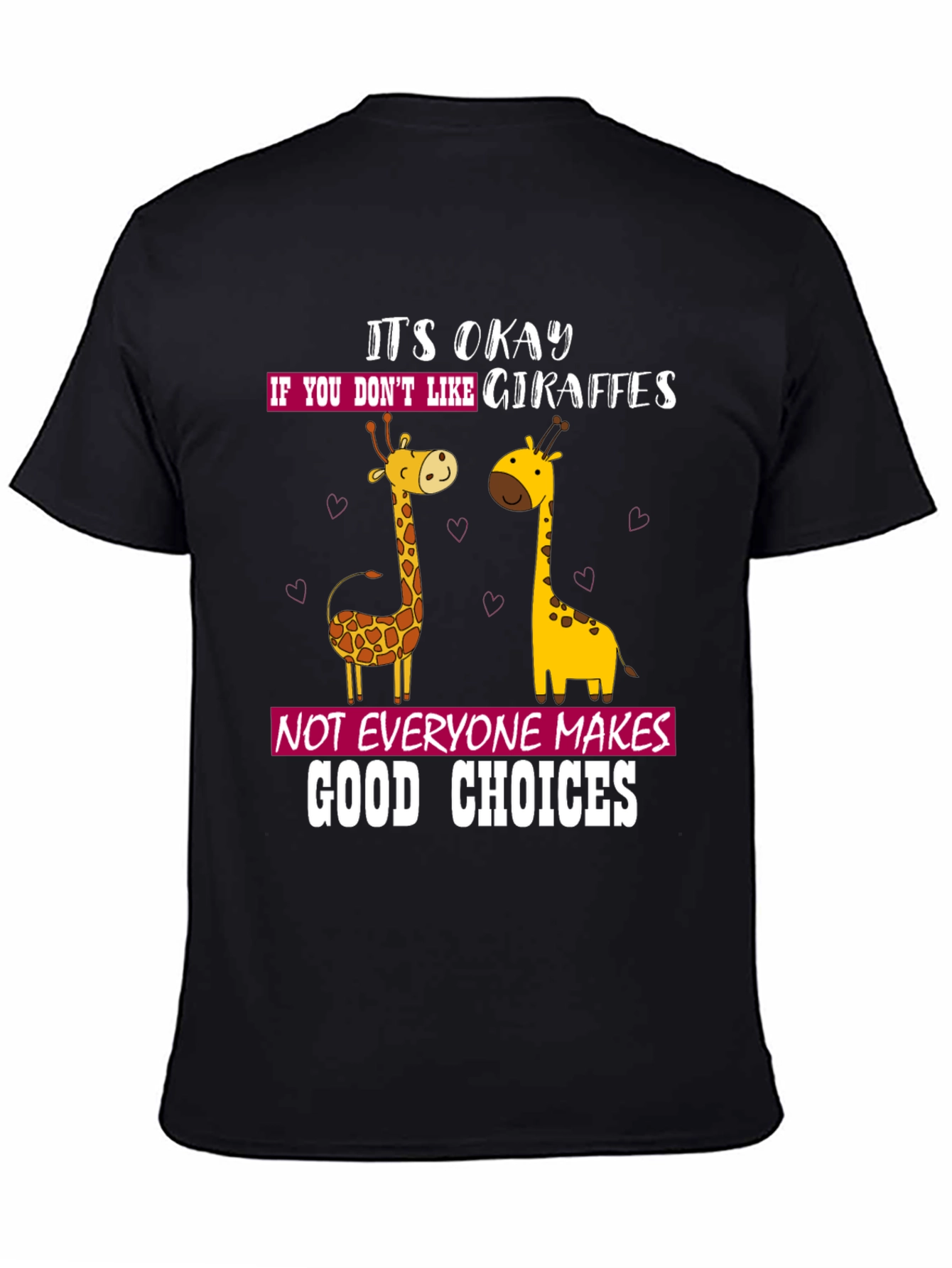 Black Giraffe Lover Humor Tee - Funny Animal T-Shirt view 4