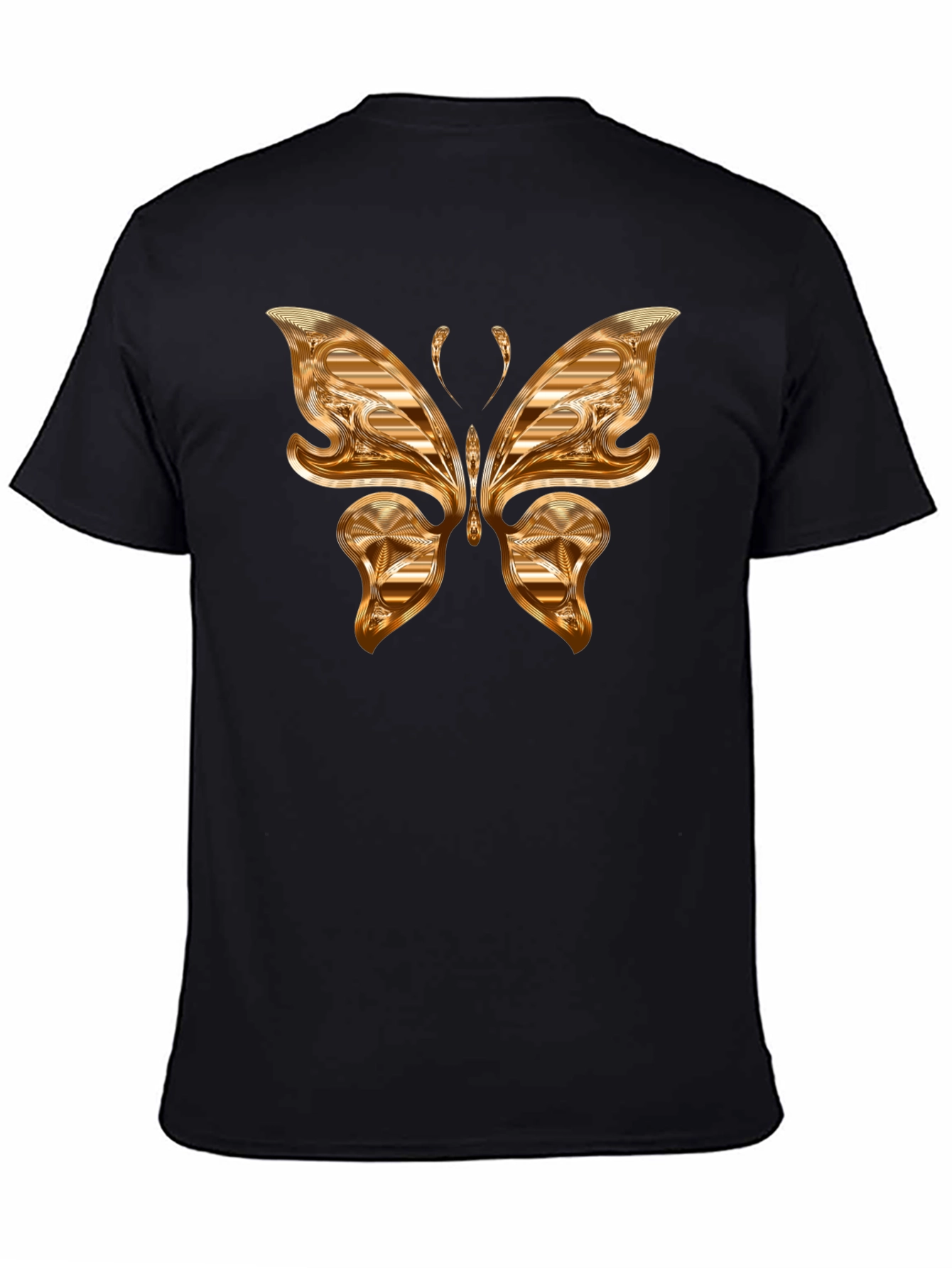 Black Golden Butterfly Graphic T-Shirt view 4