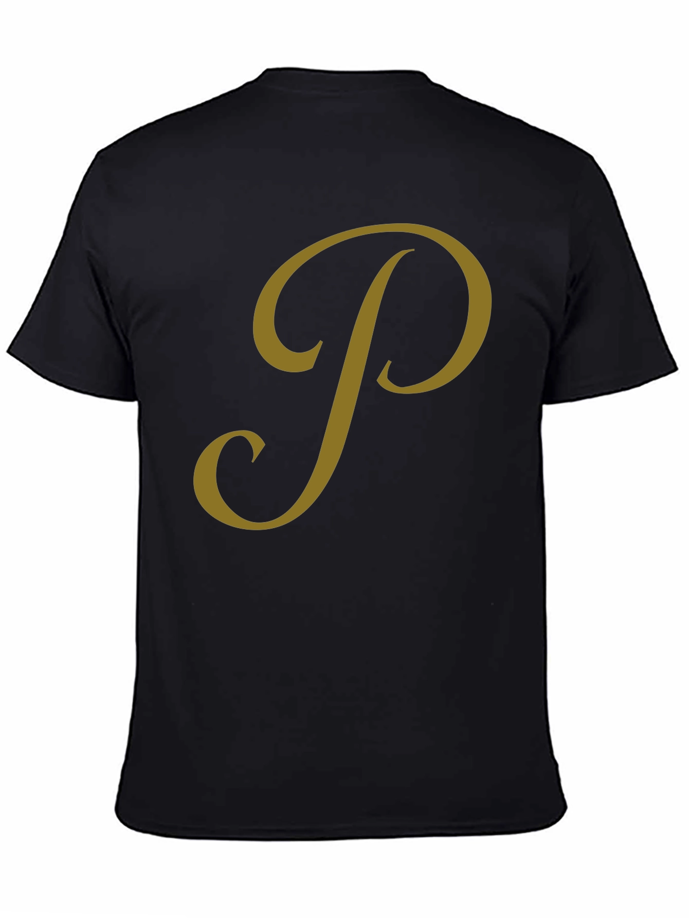 Black Classic Black Tee with Gold Script Design view 4