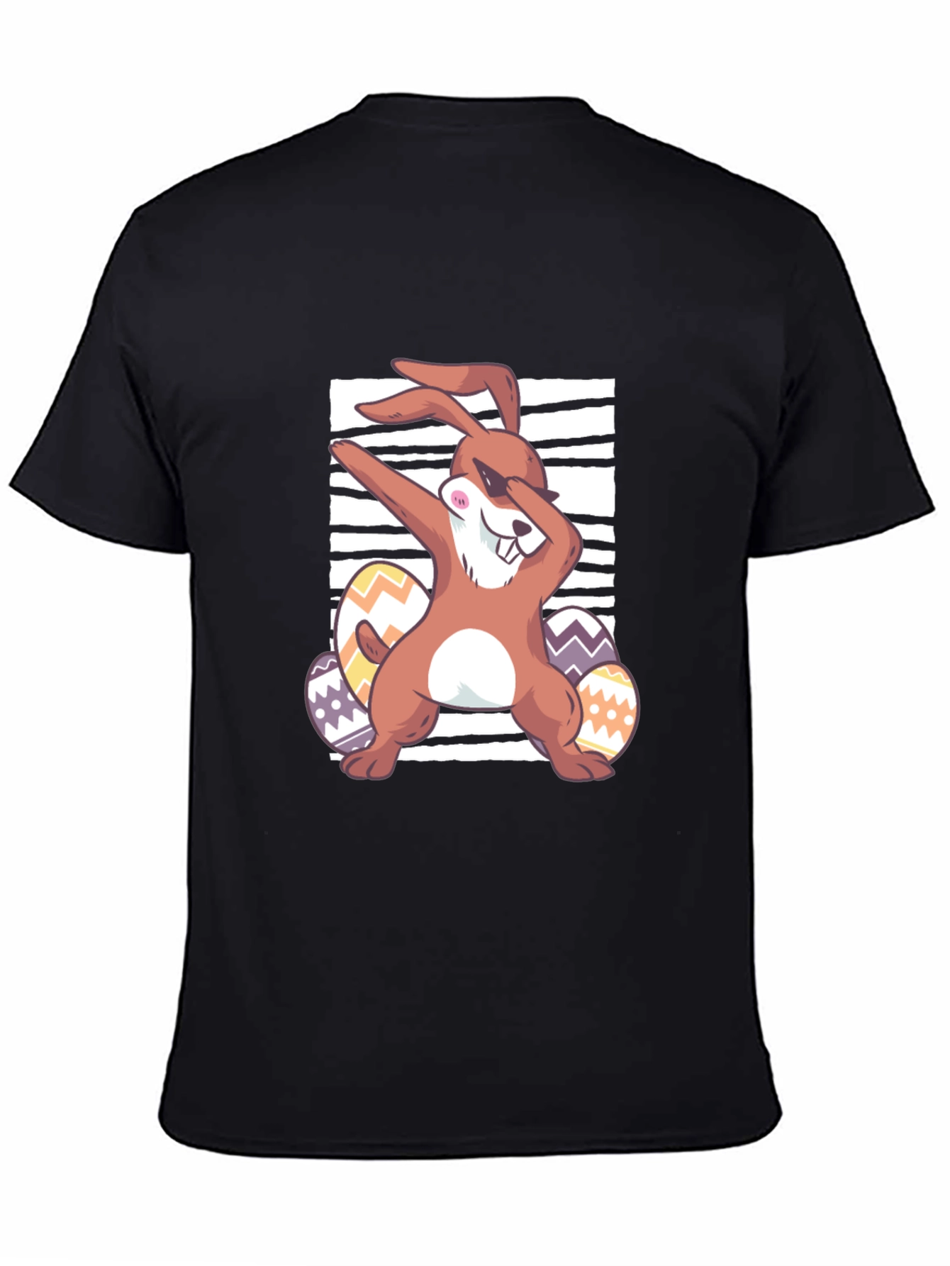 Black Easter Bunny Dabbing T-Shirt view 4