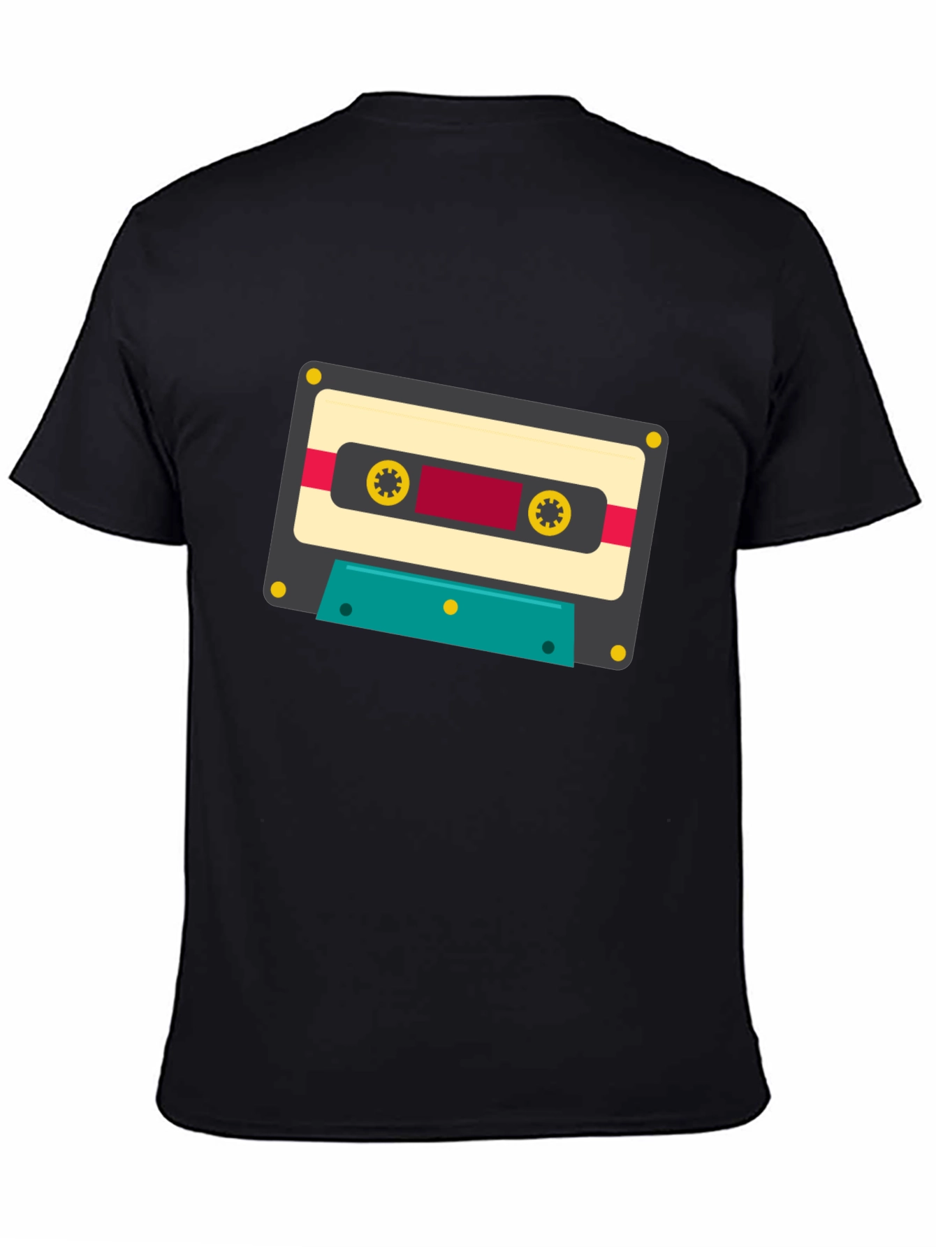 Black Retro Cassette Tape Graphic Tee - Black Cotton Blend view 4