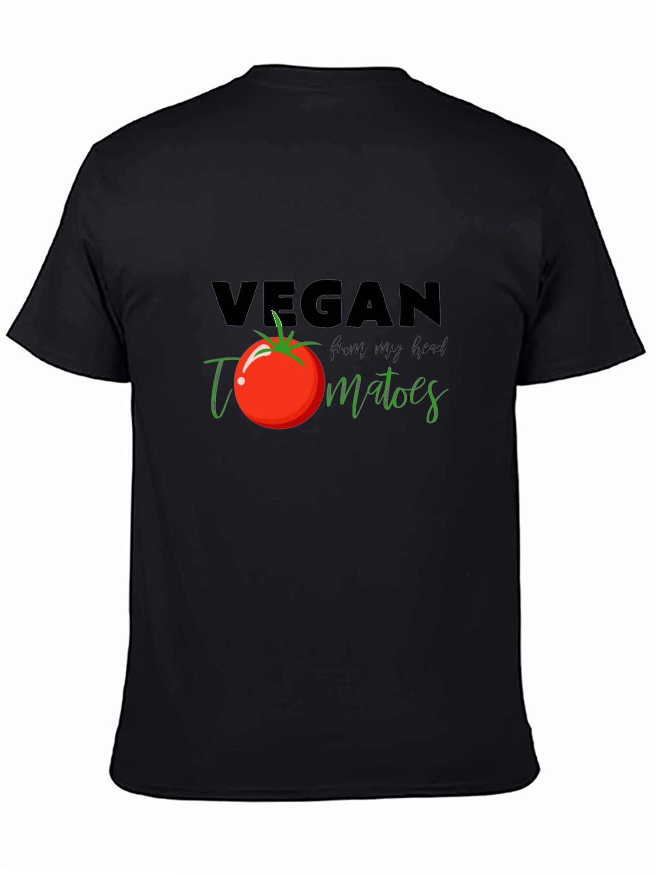 Black Vegan Tomato T-Shirt - Fresh From My Head Tee view 4