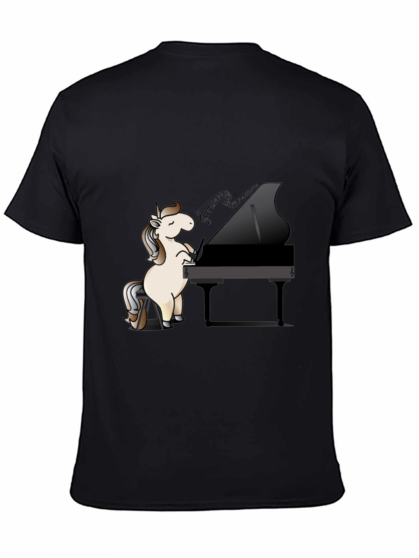 Black Unicorn Pianist Black T-Shirt view 4