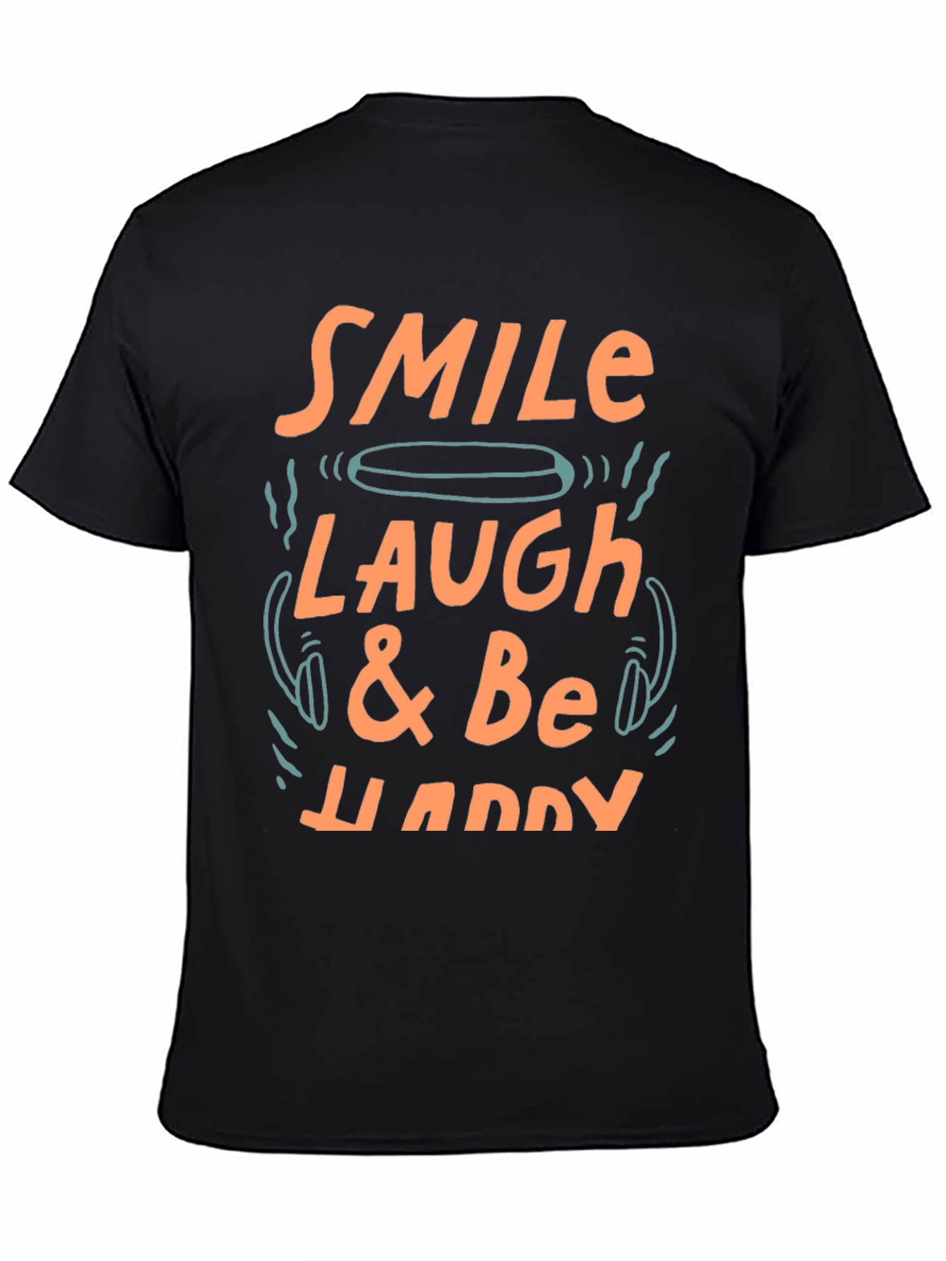 Black Smile, Laugh & Be Happy Graphic Tee view 4