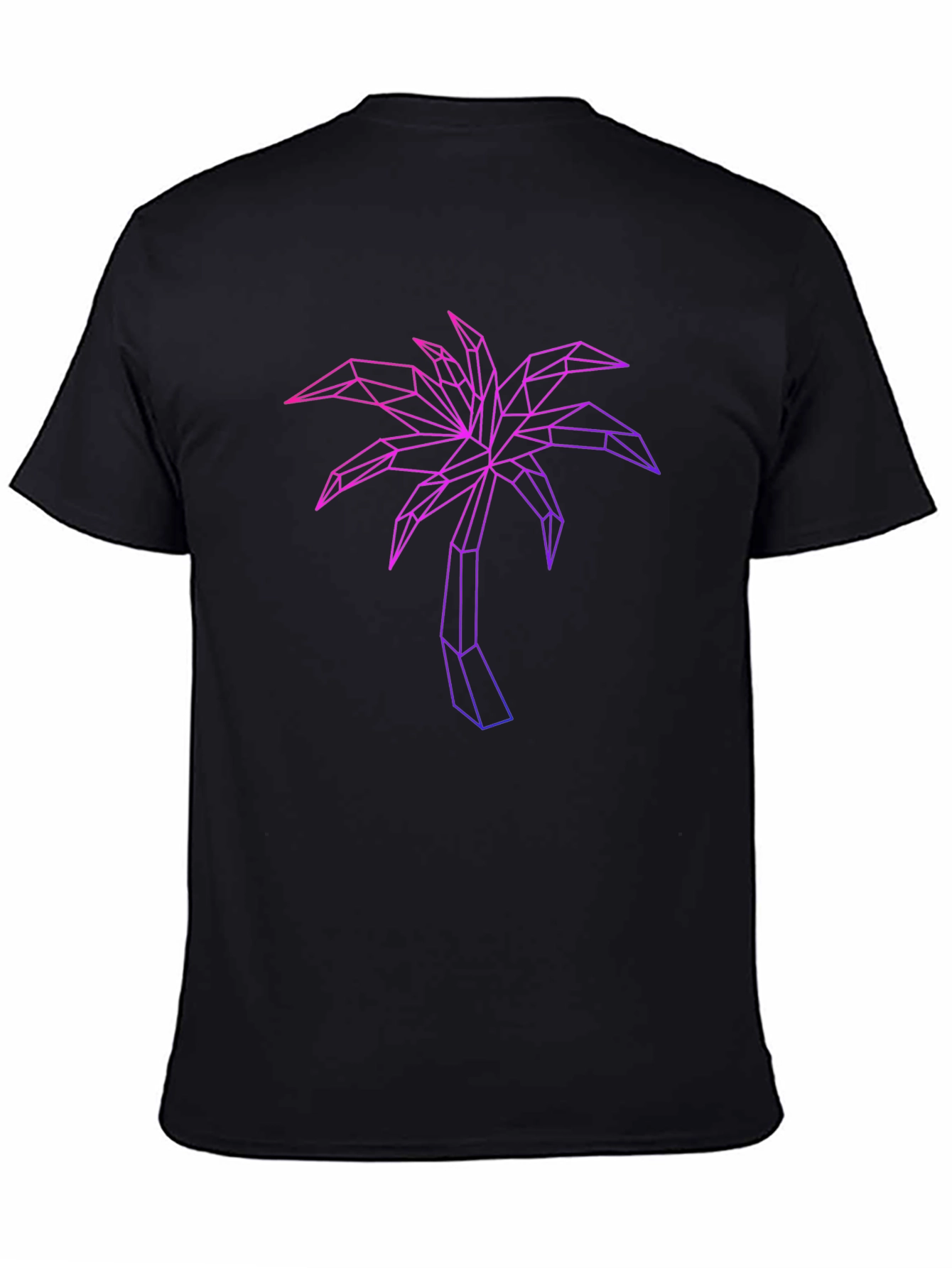 Black Geometric Palm Tree Graphic Tee - Black Cotton Blend view 4
