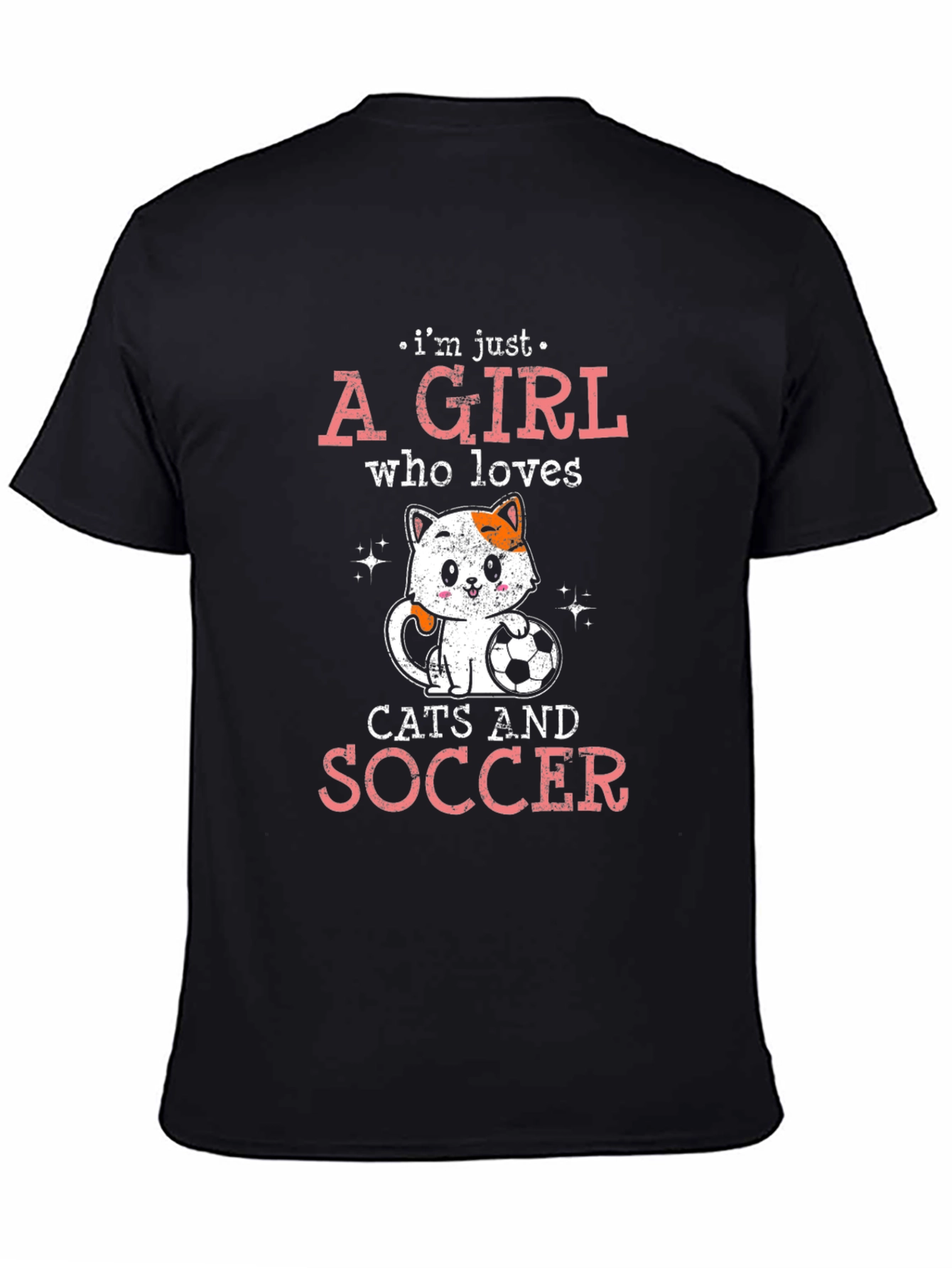 Black Cat and Soccer Lover T-Shirt - Girl's Graphic Tee view 4