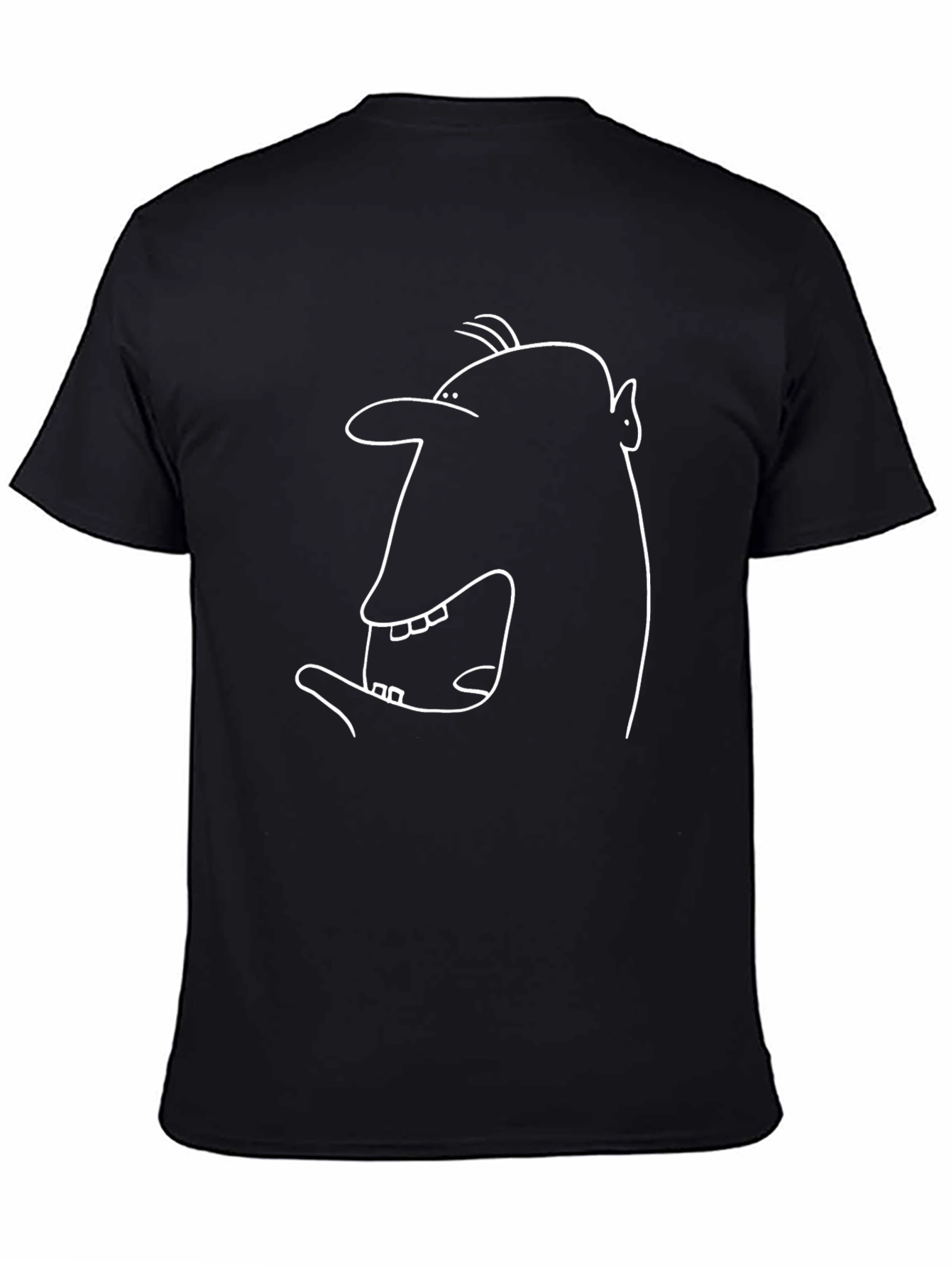 Black Cartoon Face Graphic Tee - Black Cotton T-Shirt view 4