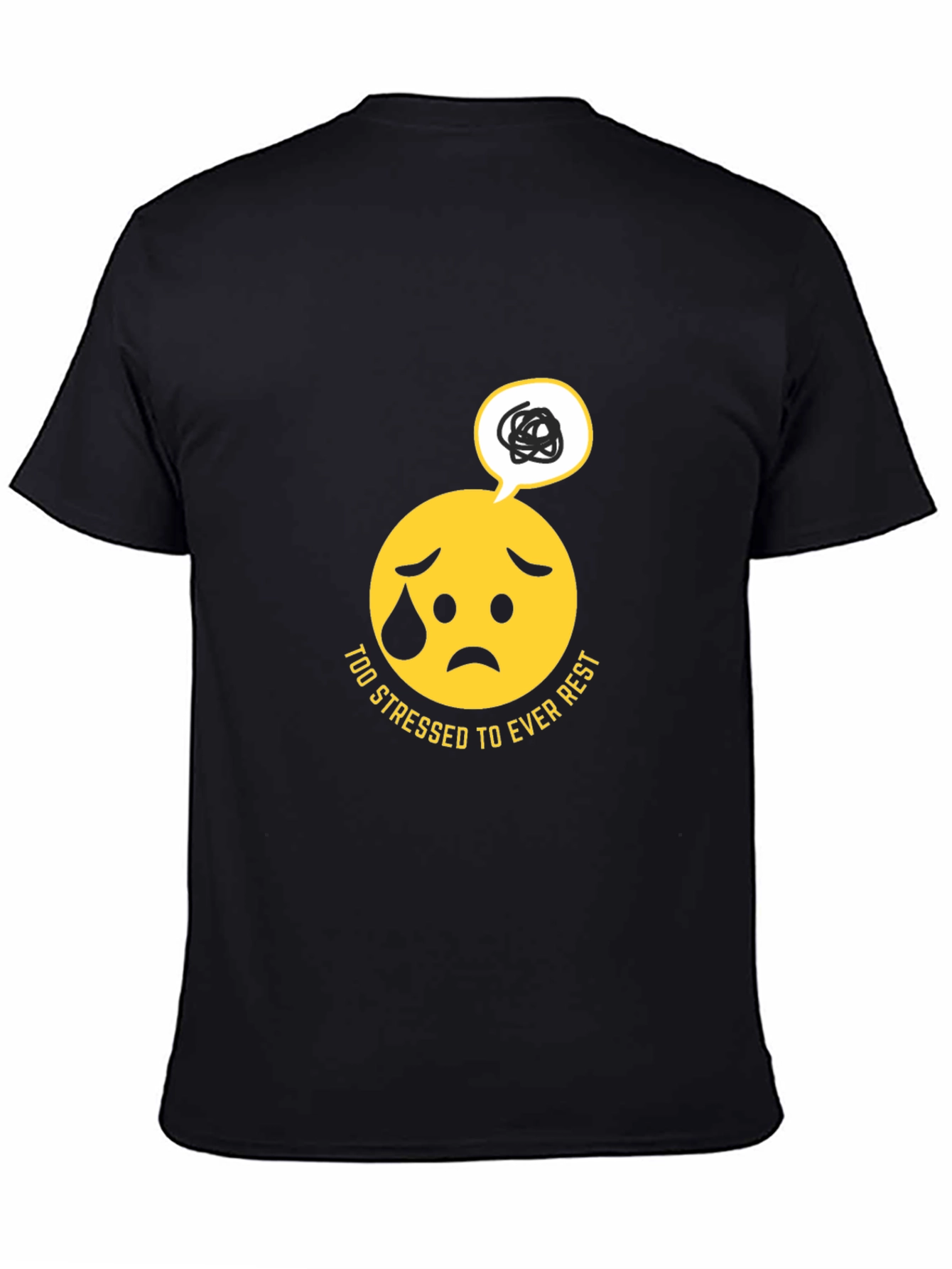 Black Stressed Emoji Graphic Black T-Shirt view 4