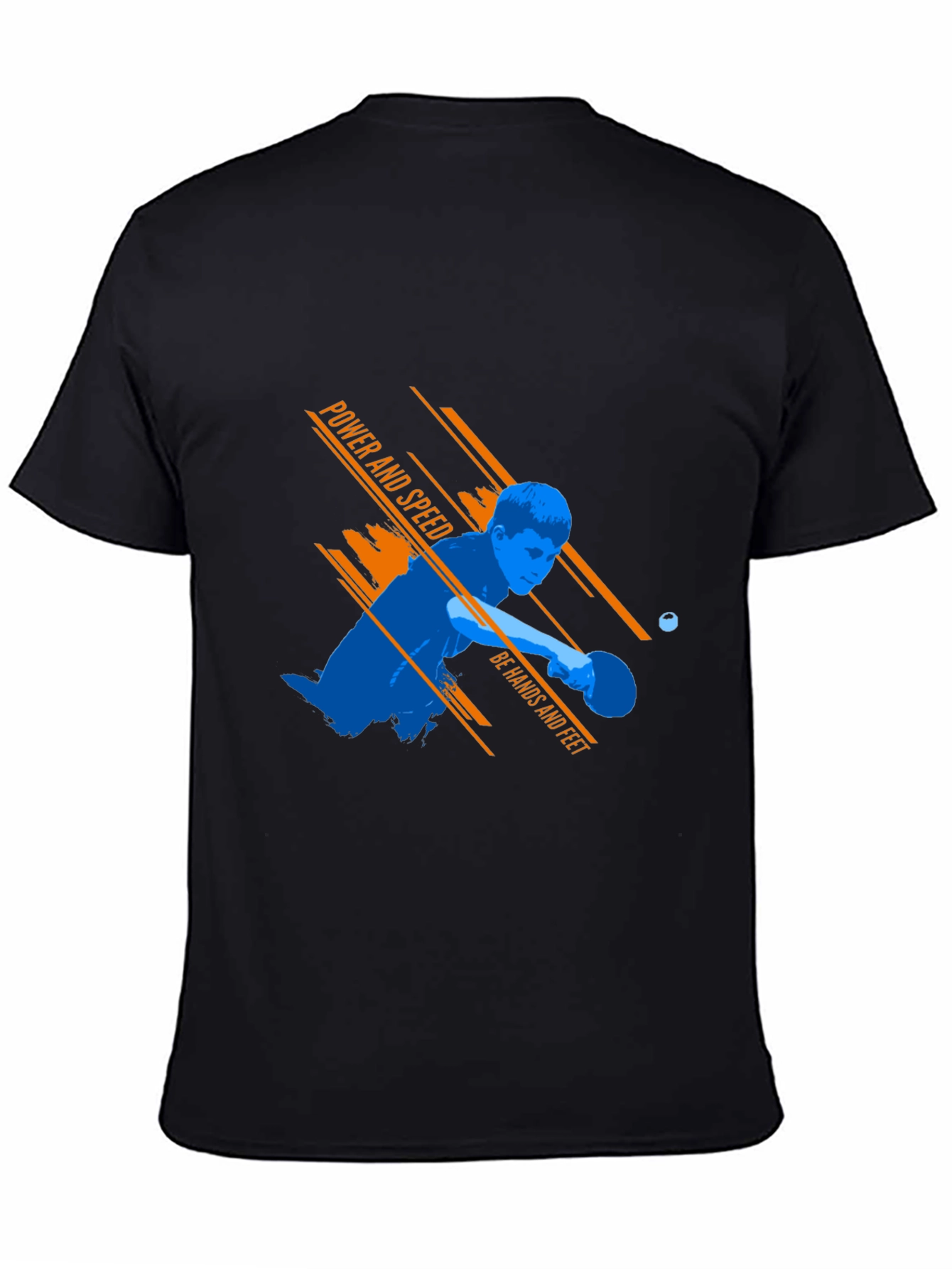 Black Power & Speed Table Tennis Graphic Tee view 4