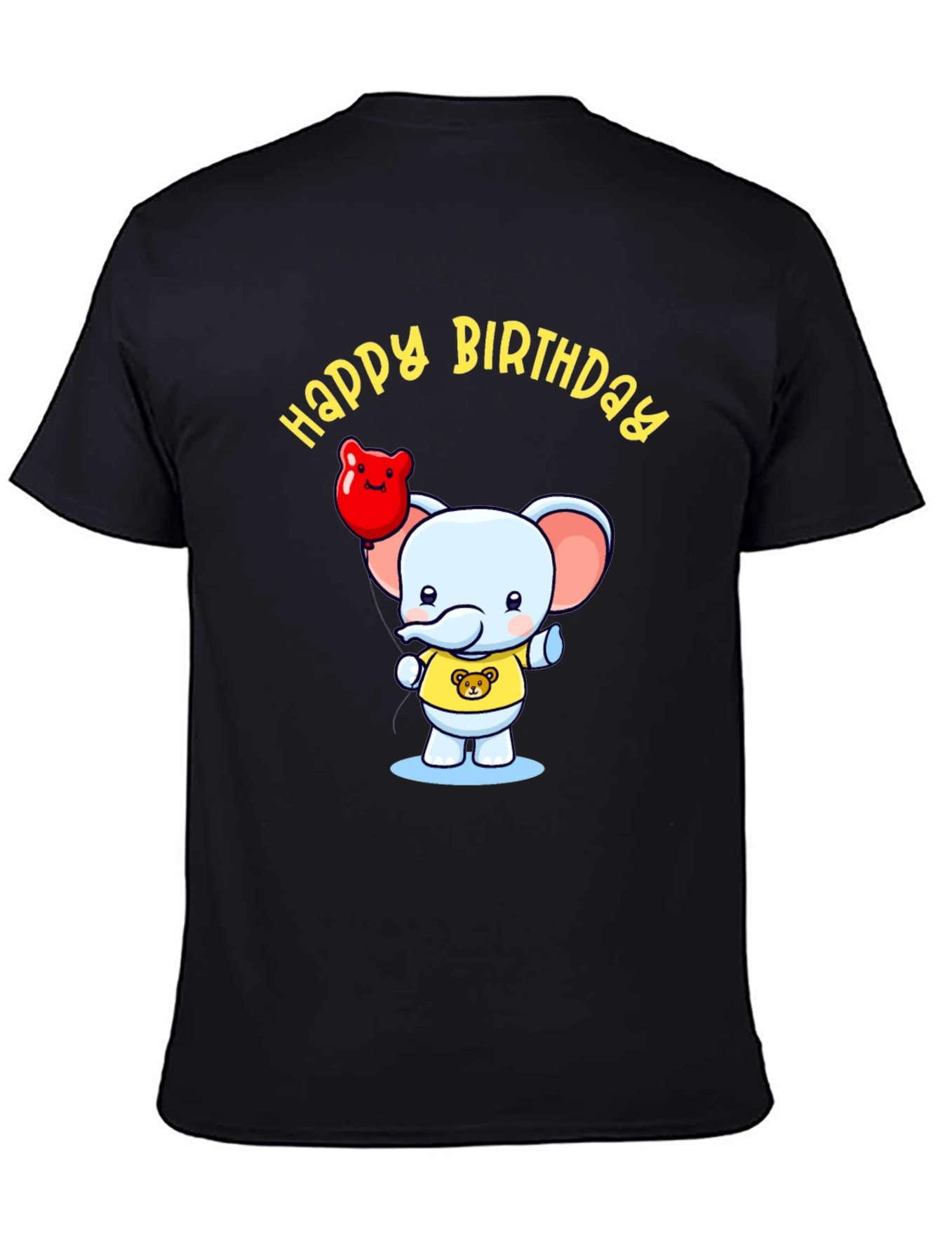 Black Happy Birthday Elephant Graphic Tee view 4