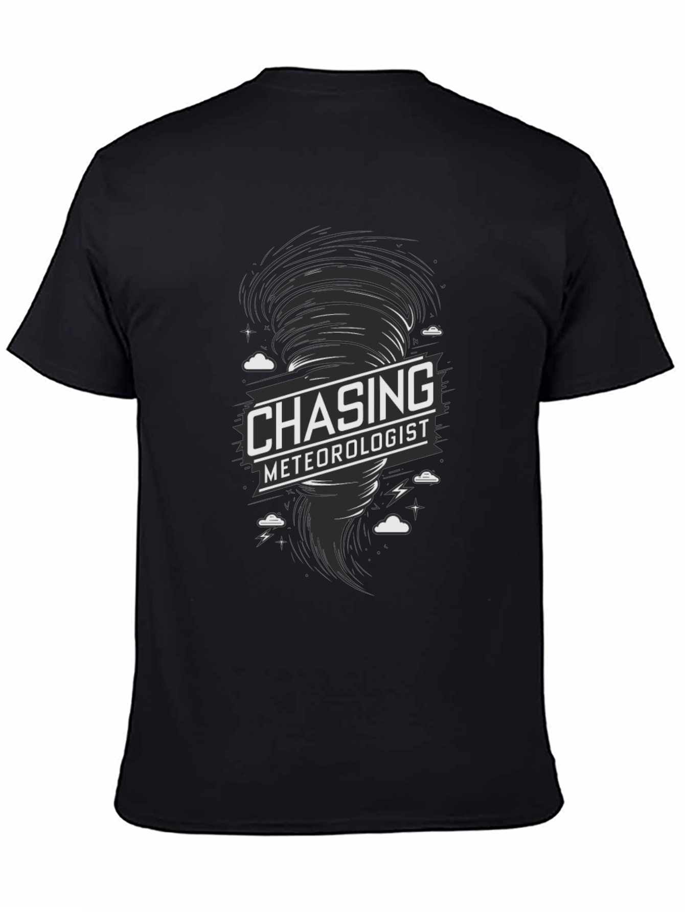 Black Chasing Meteorologist Tornado Graphic T-Shirt view 4