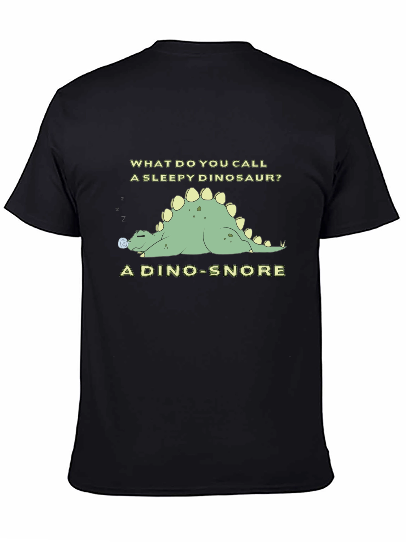 Black Dino-Snore T-Shirt - Sleepy Dinosaur Pun Tee view 4