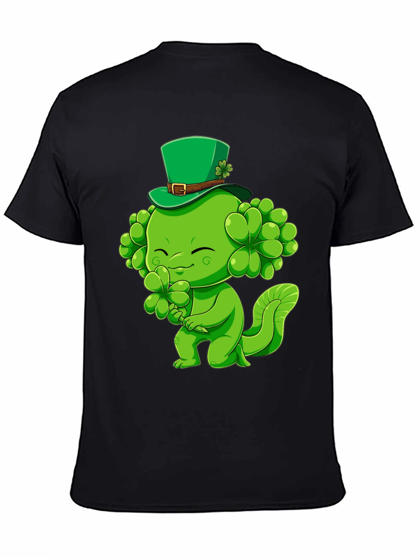 Black St. Patrick's Day Shamrock Monster T-Shirt view 4