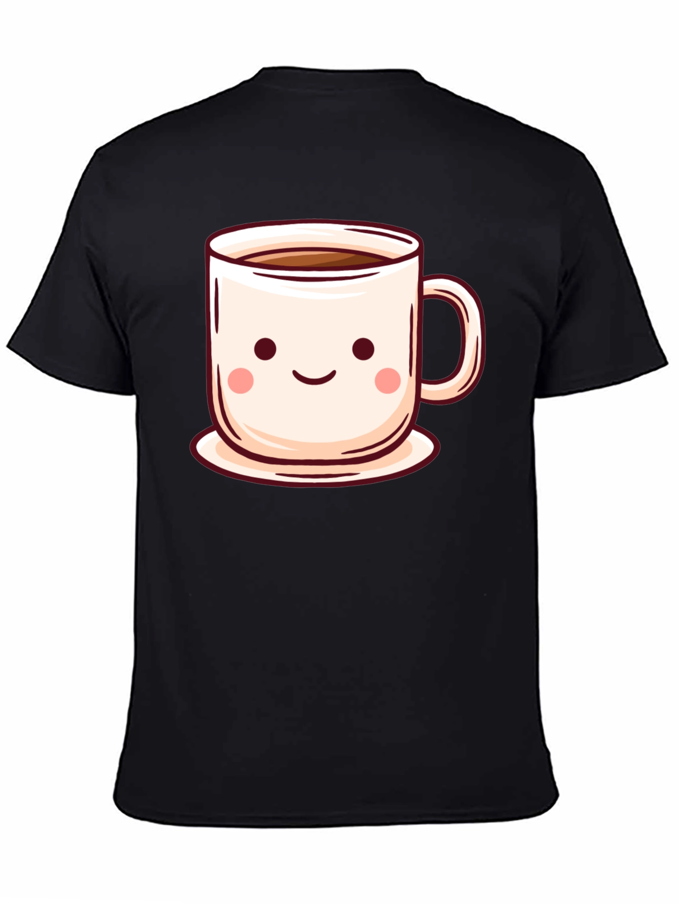 Black Cute Coffee Cup T-Shirt - Kawaii Style view 4