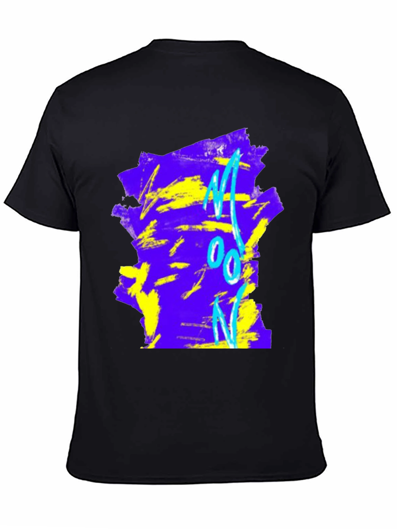 Black Abstract 'Moon' Graphic Tee - Black Cotton Blend view 4