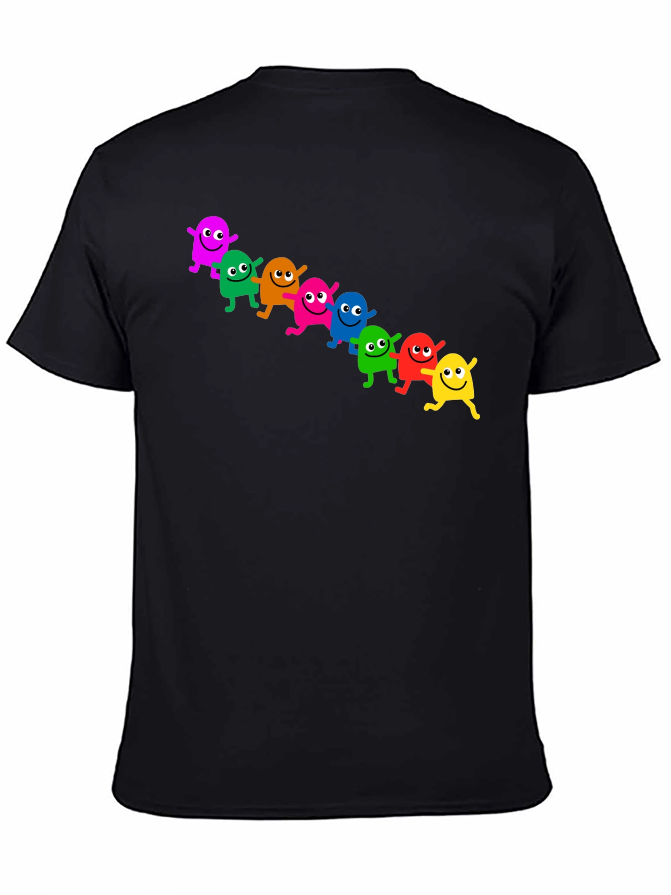 Black Fun & Colorful Cartoon Character Graphic Tee view 4
