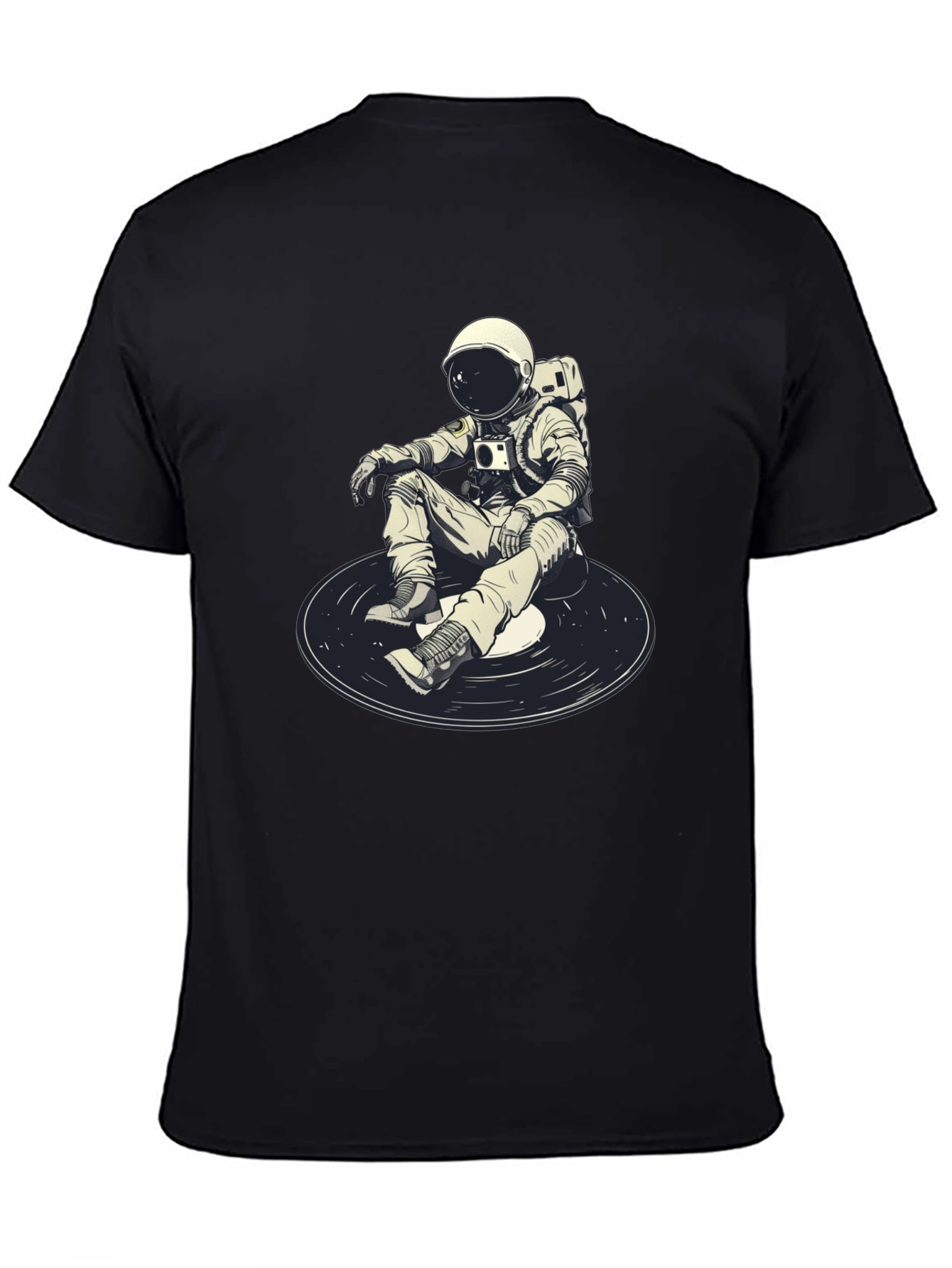 Black Astronaut DJ Graphic T-Shirt - Black Cotton Blend view 4