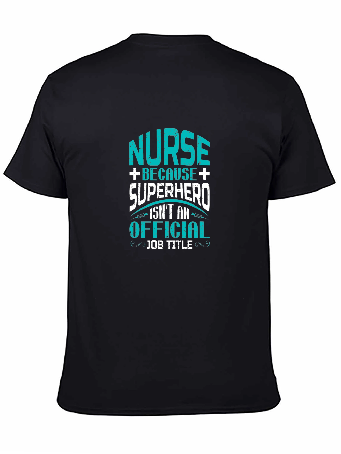 Black Nurse Superhero Graphic T-Shirt - Black Cotton Tee view 4