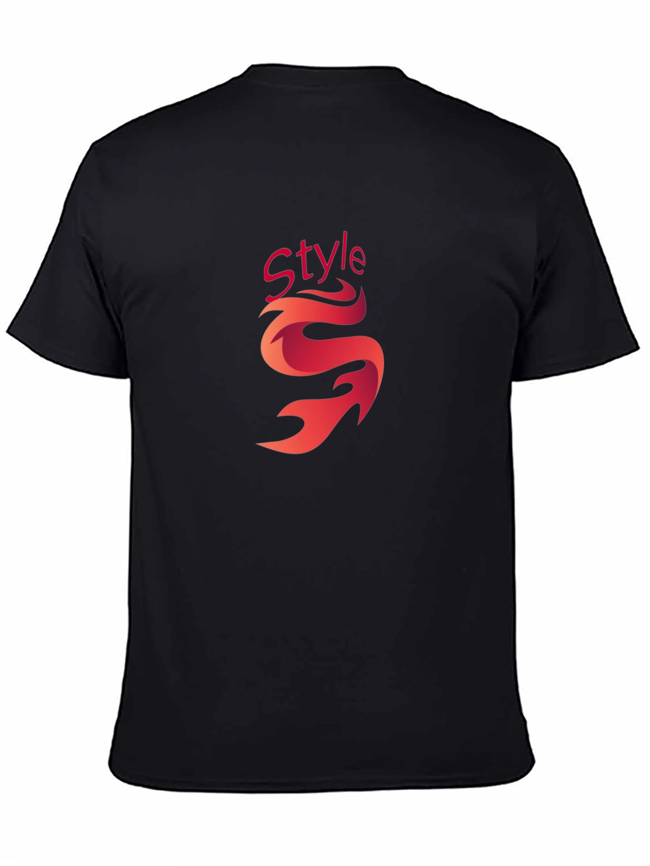 Black Stylish Black Graphic Tee - 'Style' Flame Design view 4