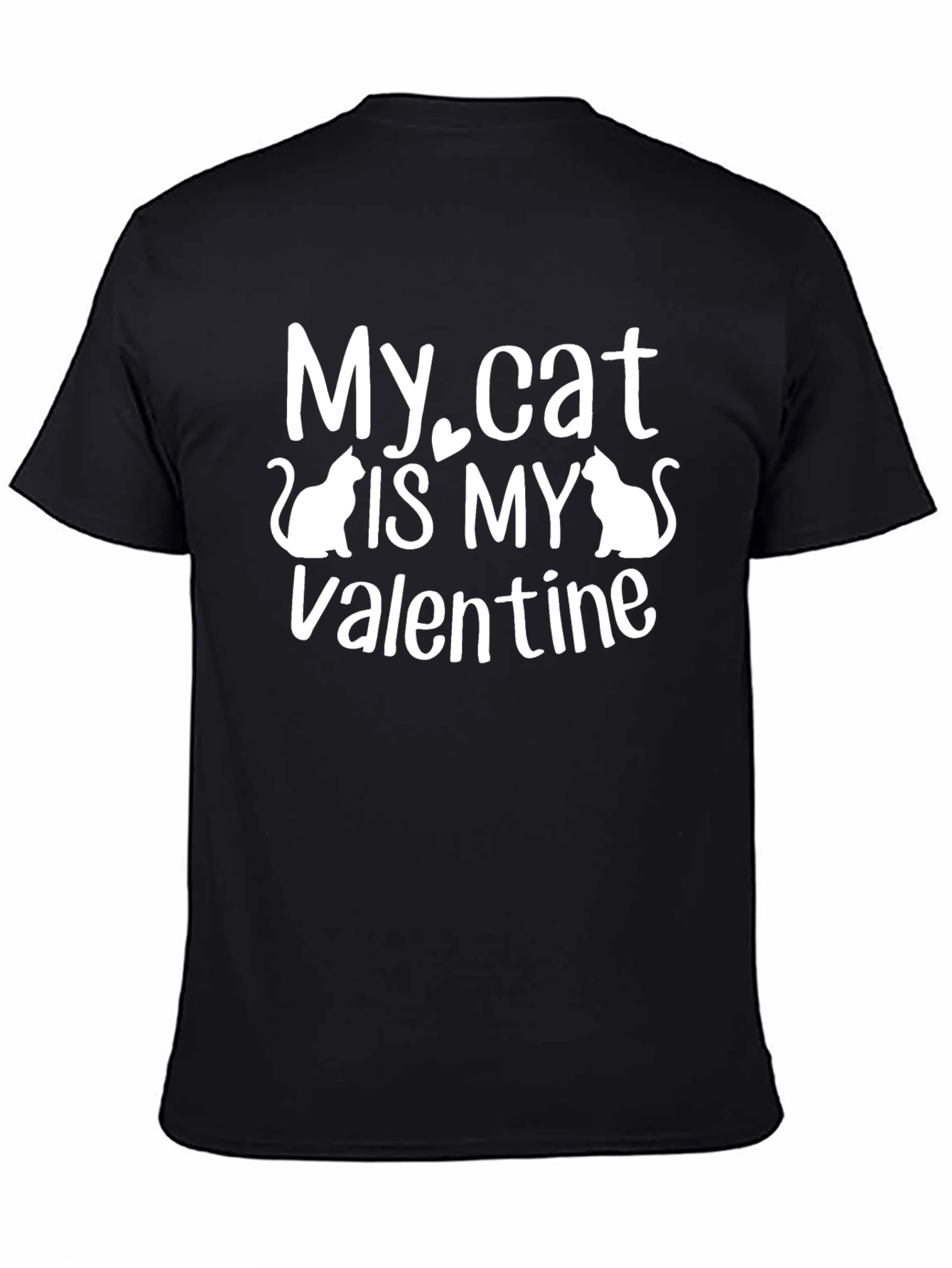 Black My Cat is My Valentine Graphic T-Shirt view 4