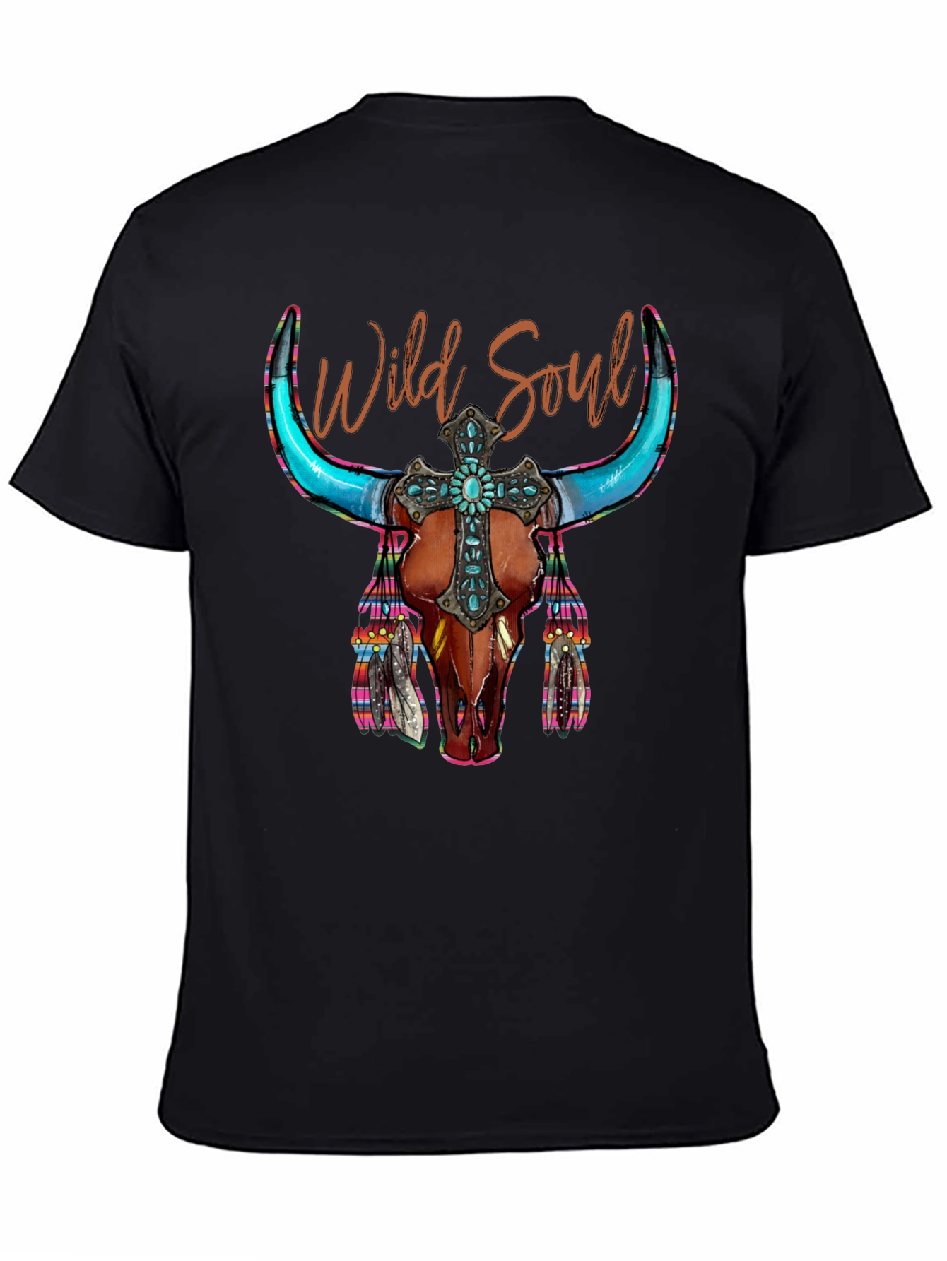 Wild Soul Bull Skull Graphic Tee - 4