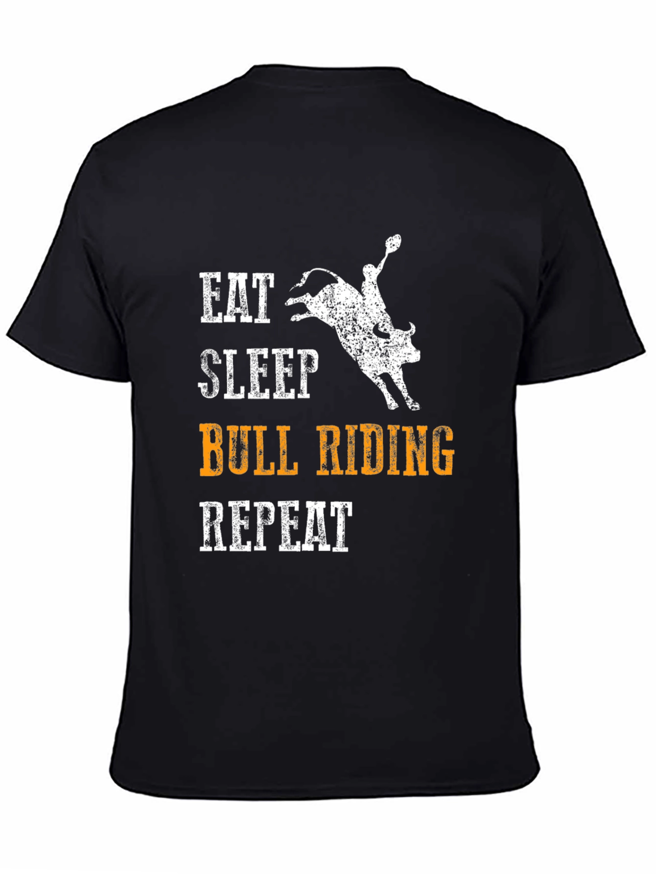 Black Eat Sleep Bull Riding Repeat Black T-Shirt view 4