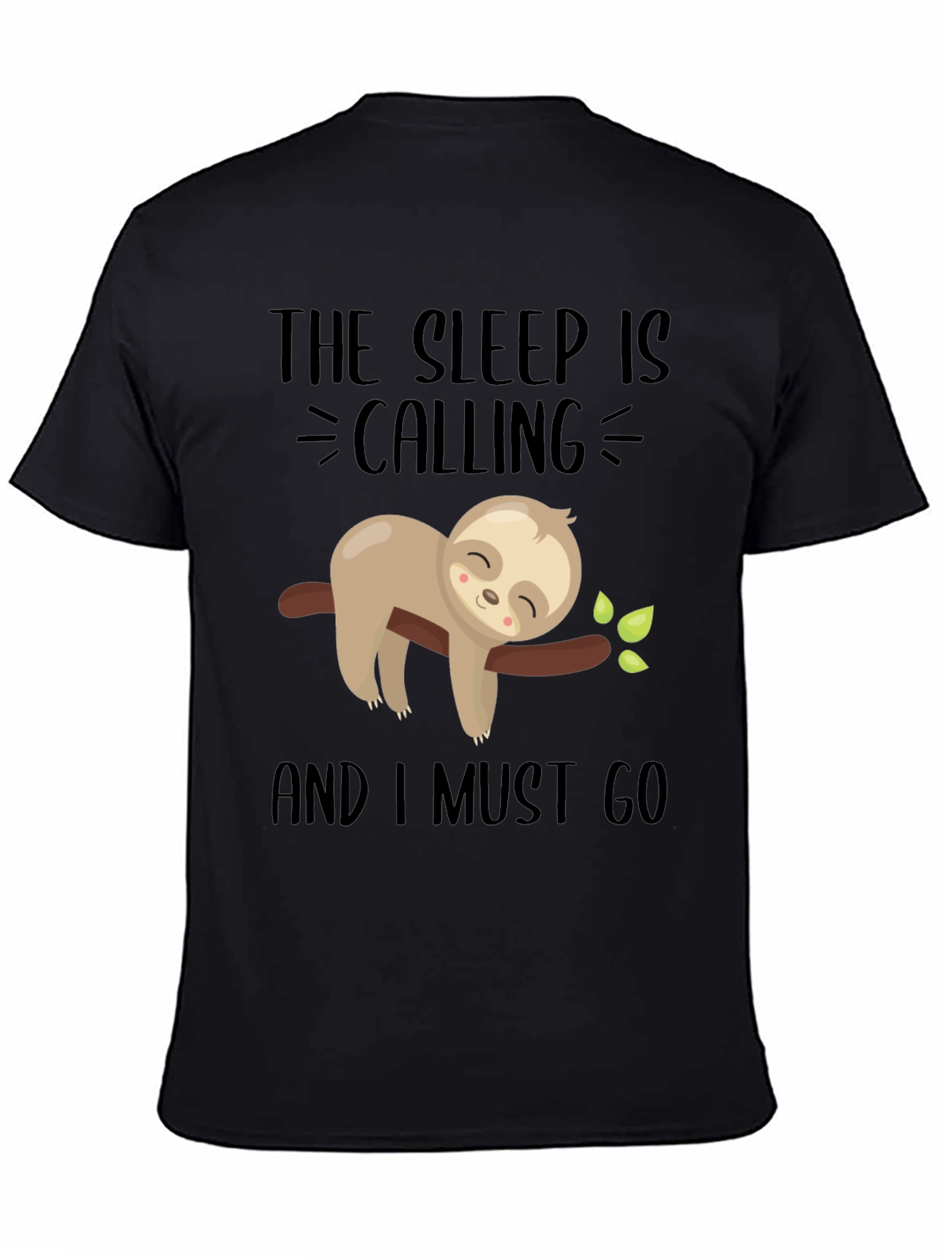 Black Sleepy Sloth Graphic Tee - 'The Sleep Is Calling' Men's T-Shirt view 4