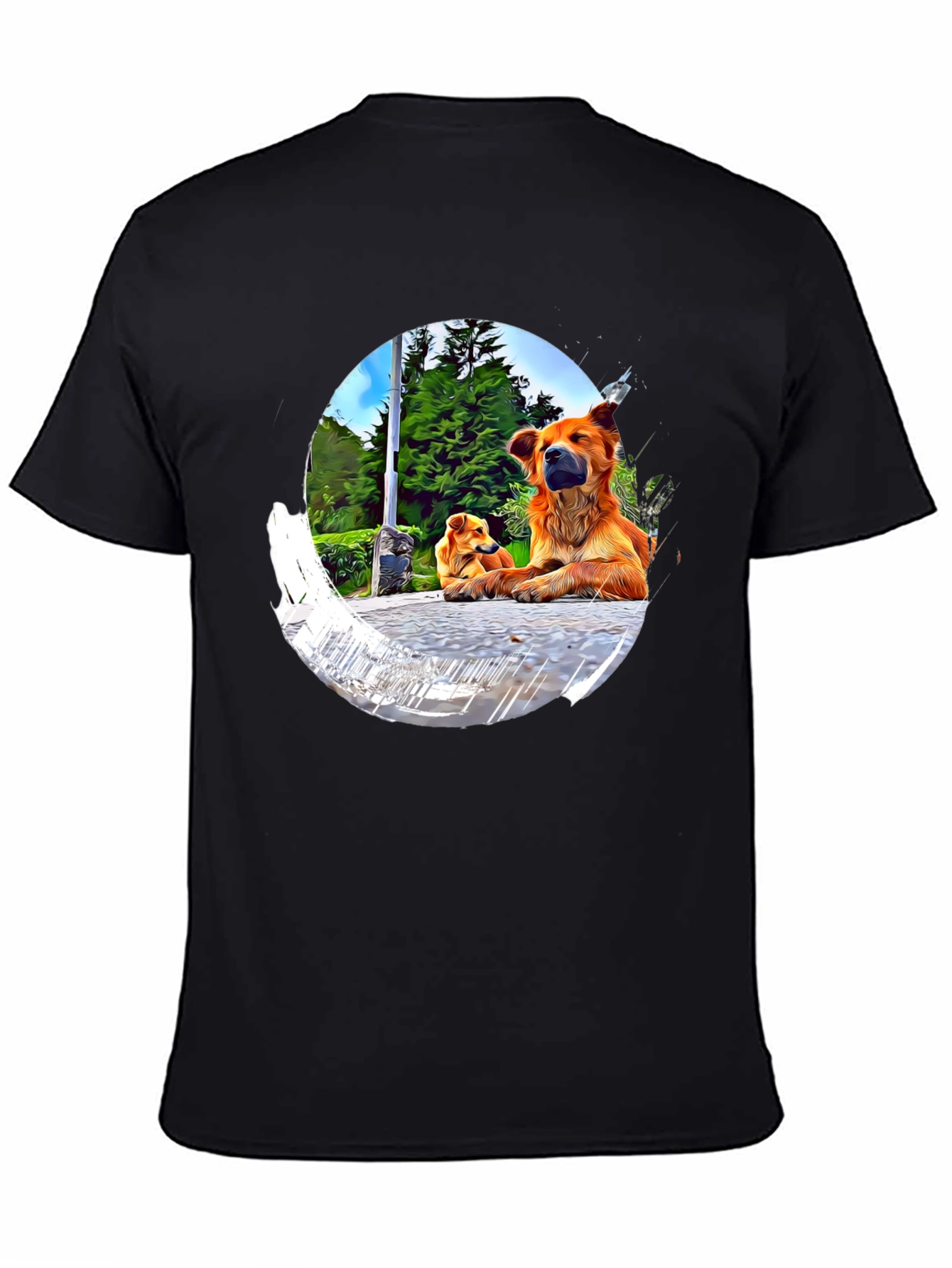 Black Dogs in Circle Graphic T-Shirt view 4