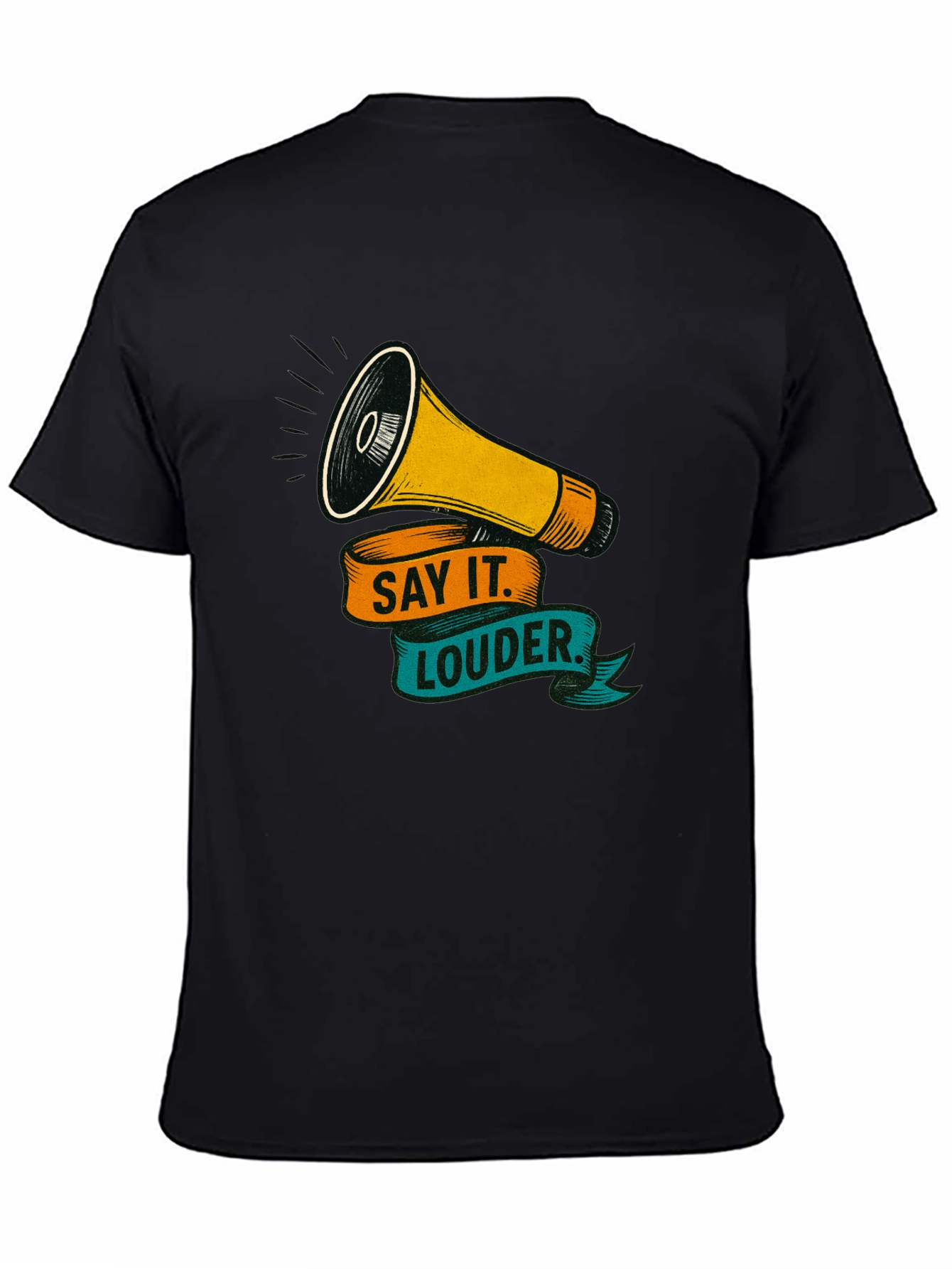 Black Say It Louder Graphic Tee - Bold Statement Shirt view 4