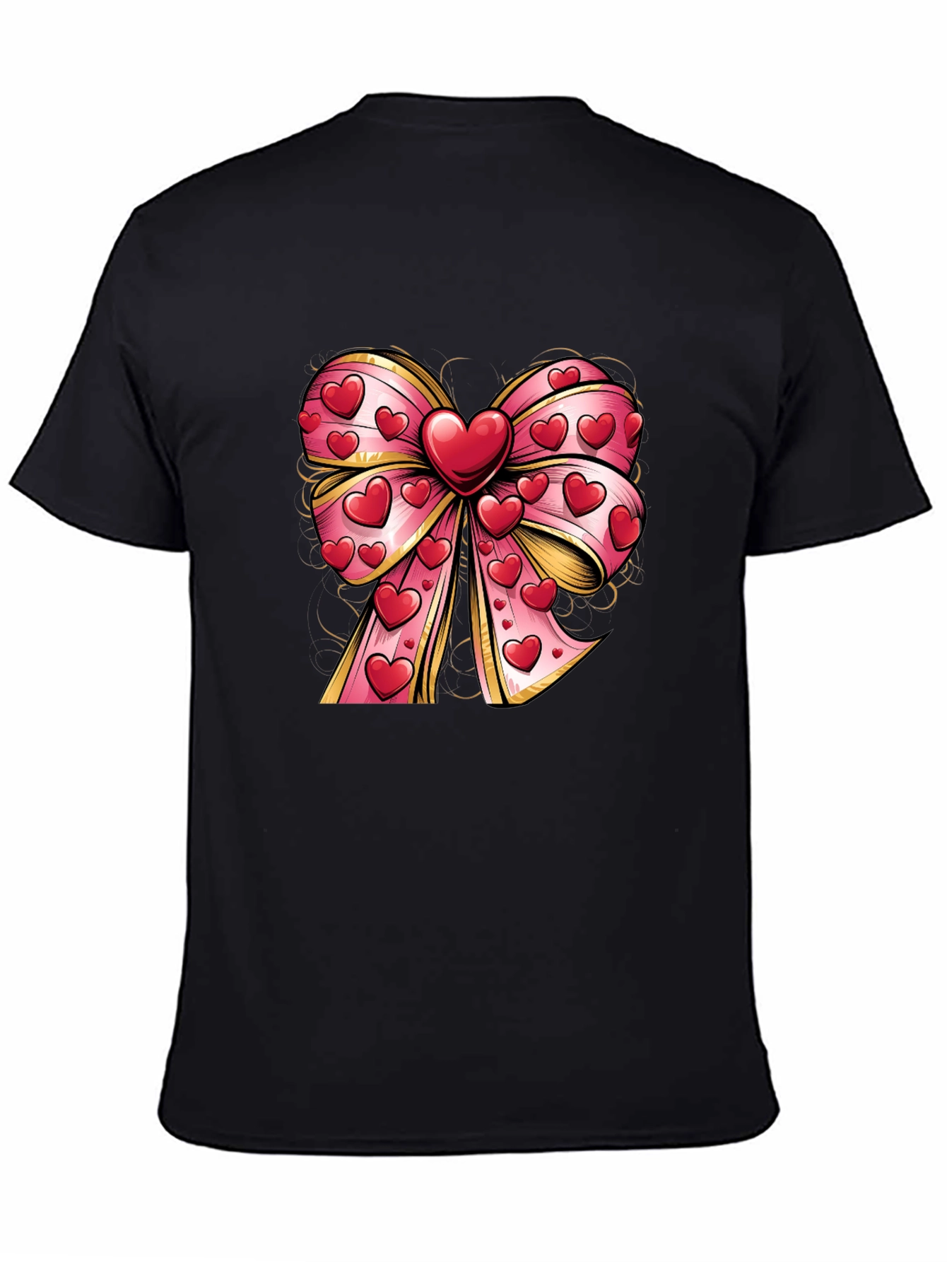 Black Heart Bow Valentine's Day T-Shirt view 4