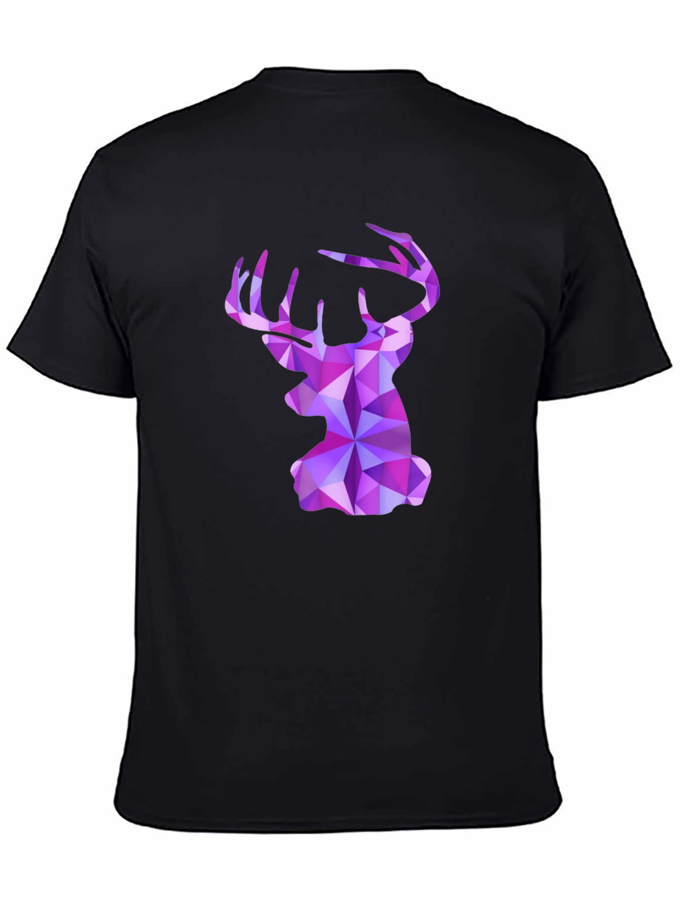 Black Geometric Deer Head Graphic Tee - Black view 4