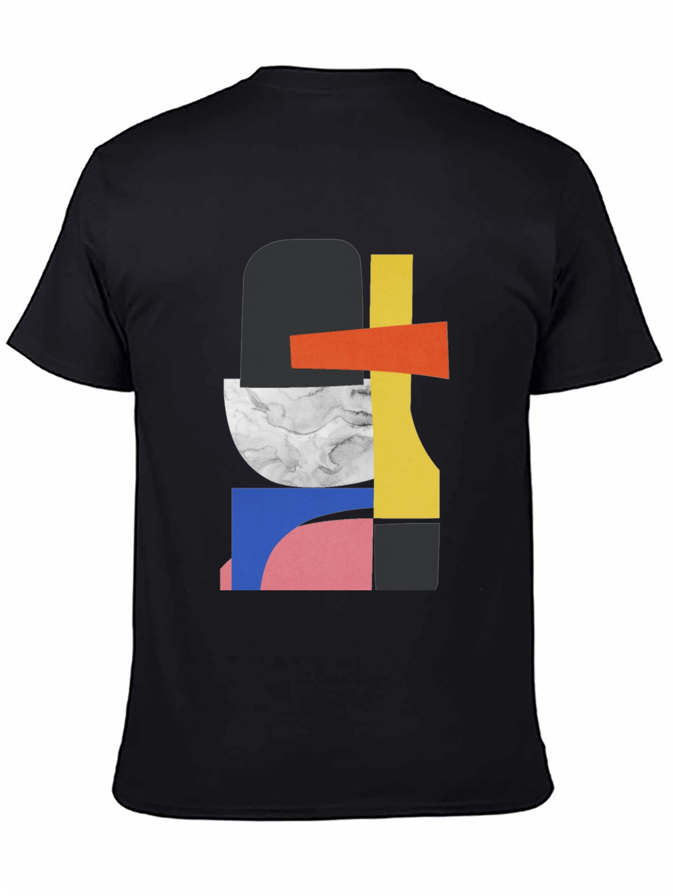 Black Abstract Geometric Graphic Tee - Modern Art Style view 4