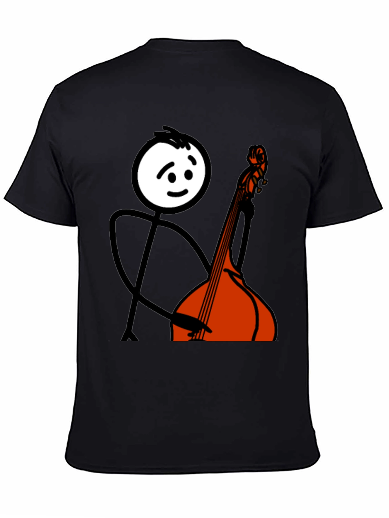 Black Stick Figure Bass Player Graphic Tee view 4