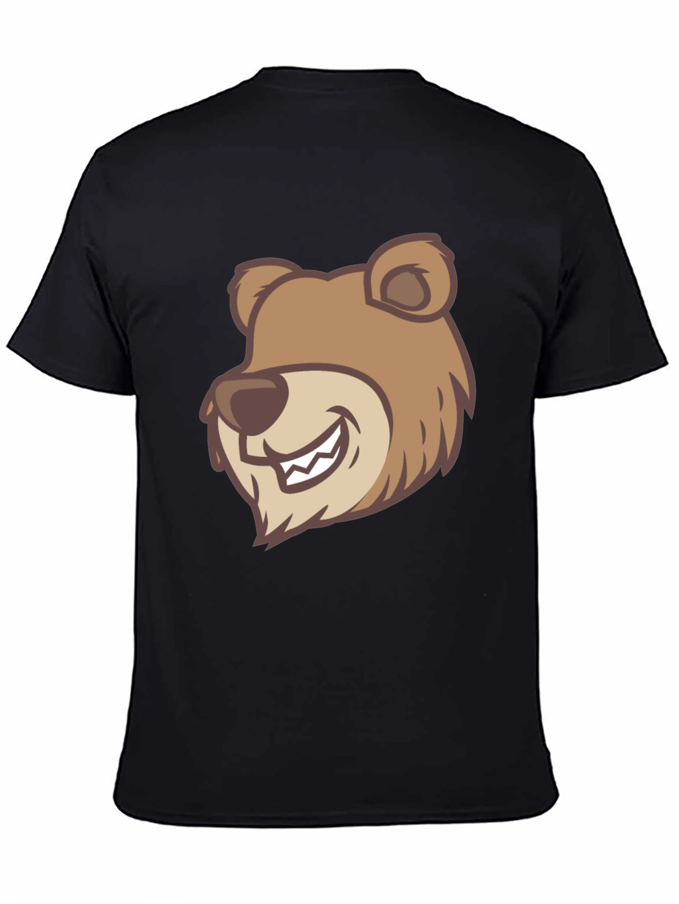 Black Cartoon Bear Graphic T-Shirt - Black view 4