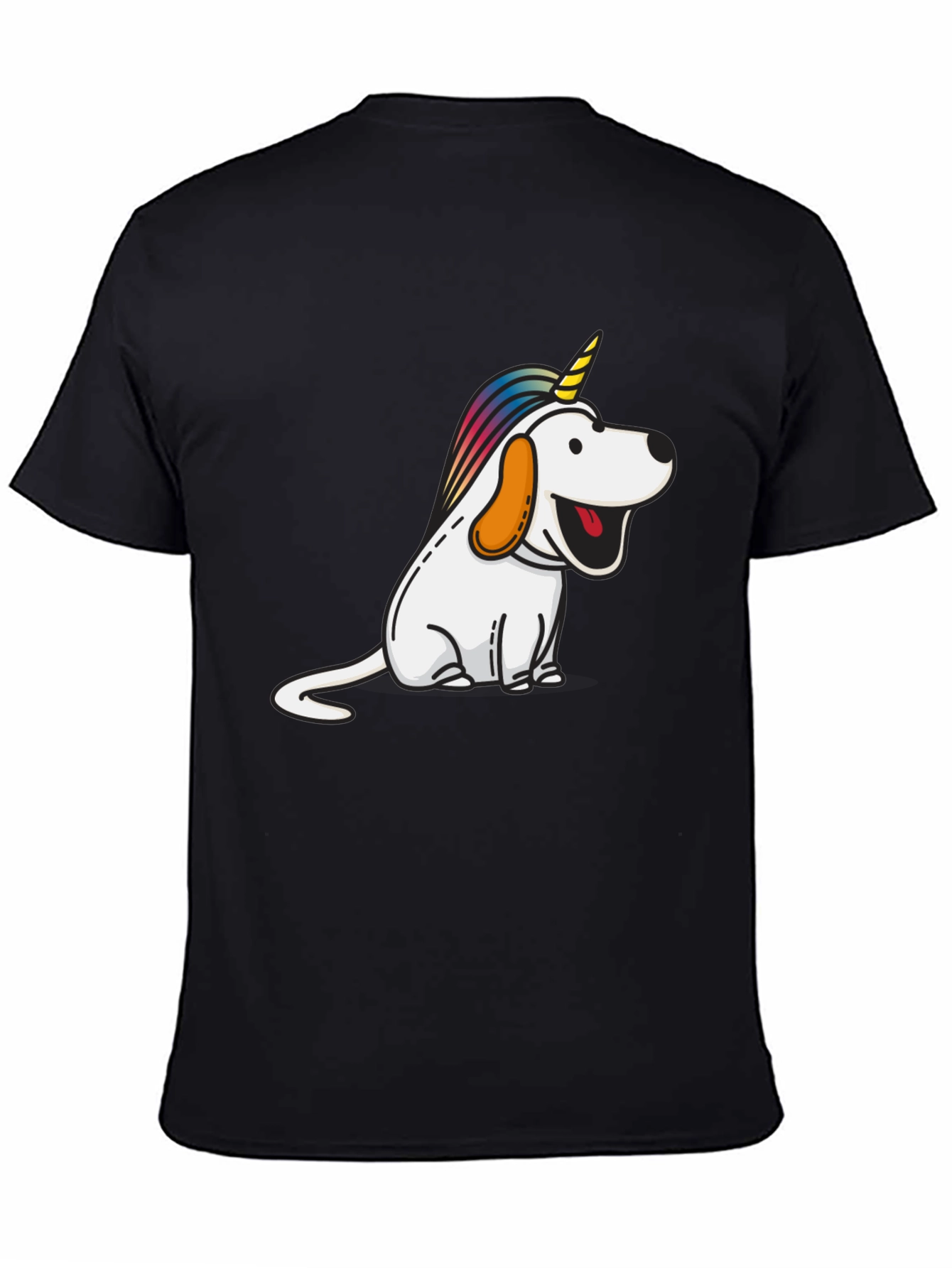 Black Unicorn Dog Graphic Tee - Men's Black T-Shirt view 4