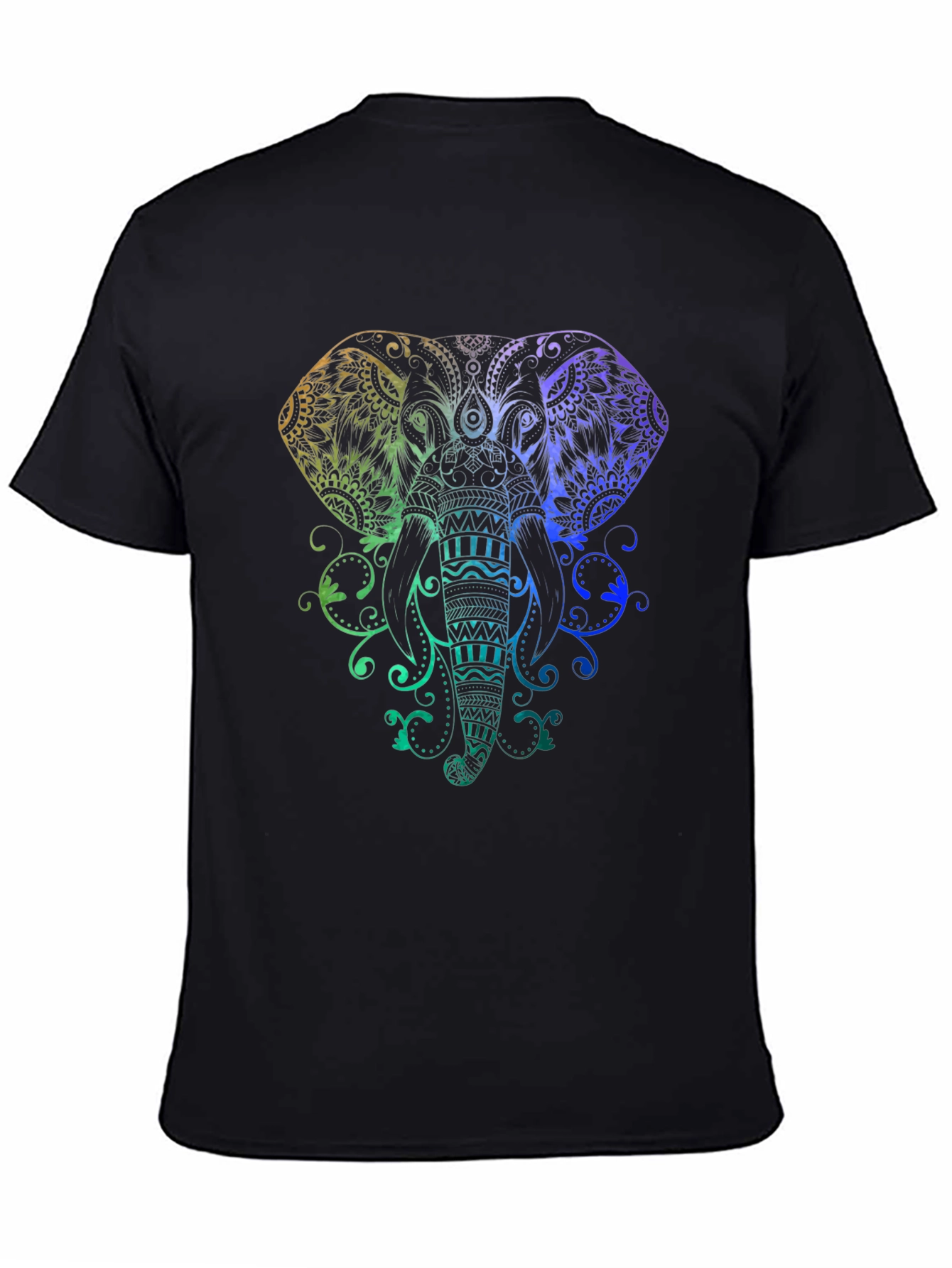 Black Rainbow Elephant Graphic Black T-Shirt view 4