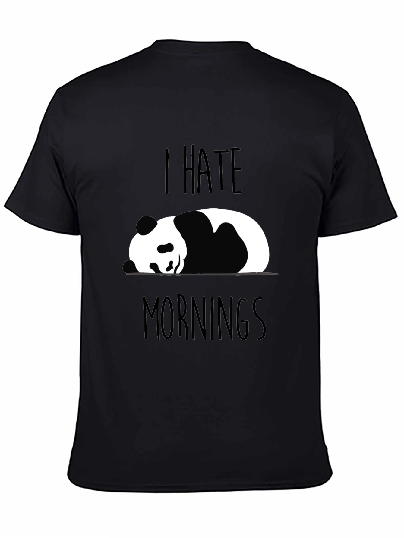 Black I Hate Mornings Panda T-Shirt Funny Novelty Tee view 4