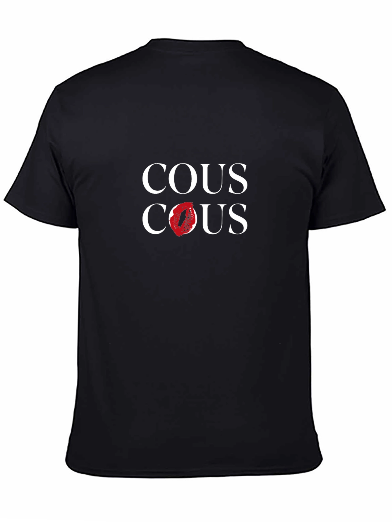 Black Cous Cous Lips Graphic Tee - Unisex Black Cotton T-Shirt view 4