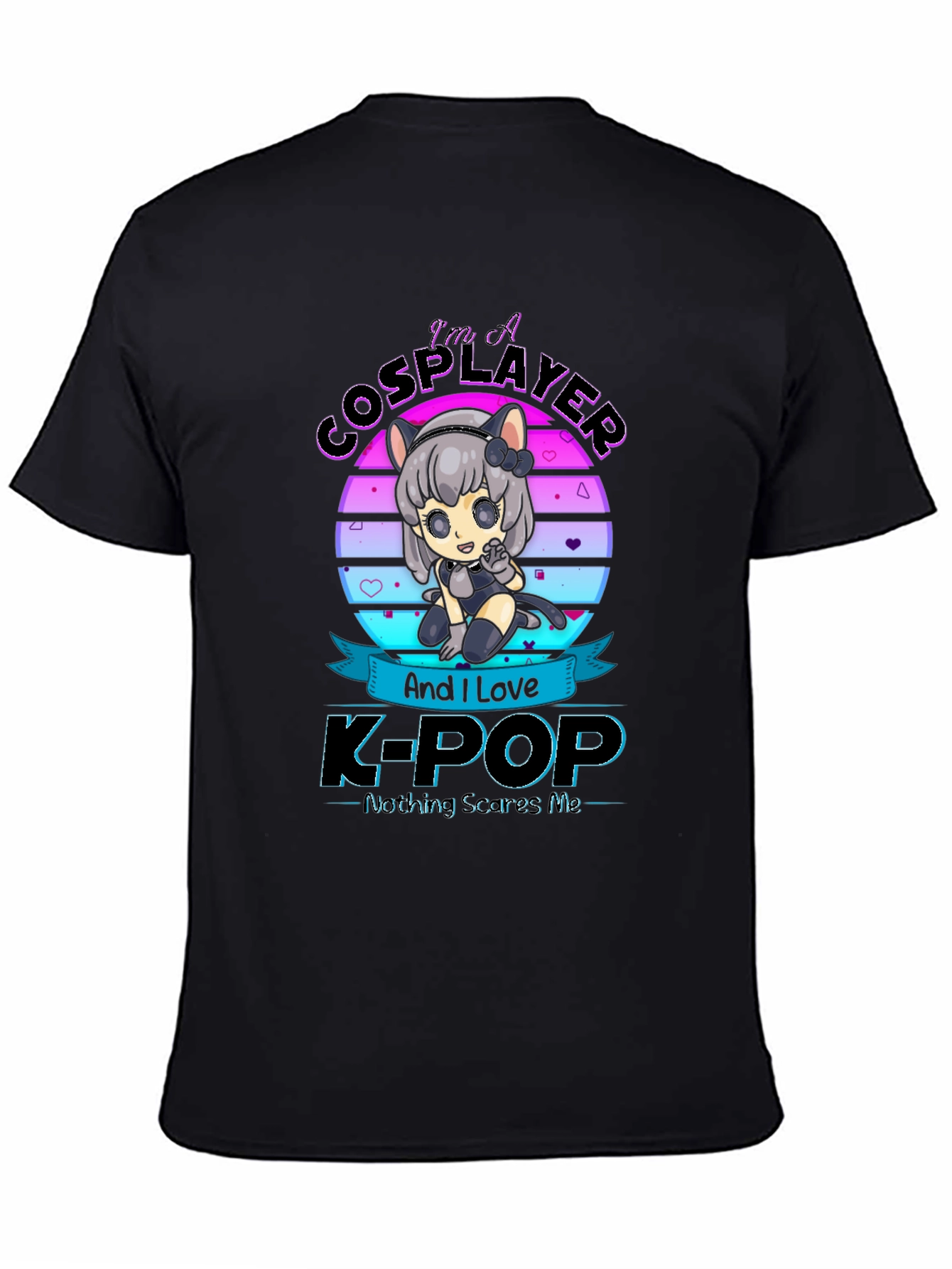 Black I'm A Cosplayer and Love K-Pop T-Shirt view 4
