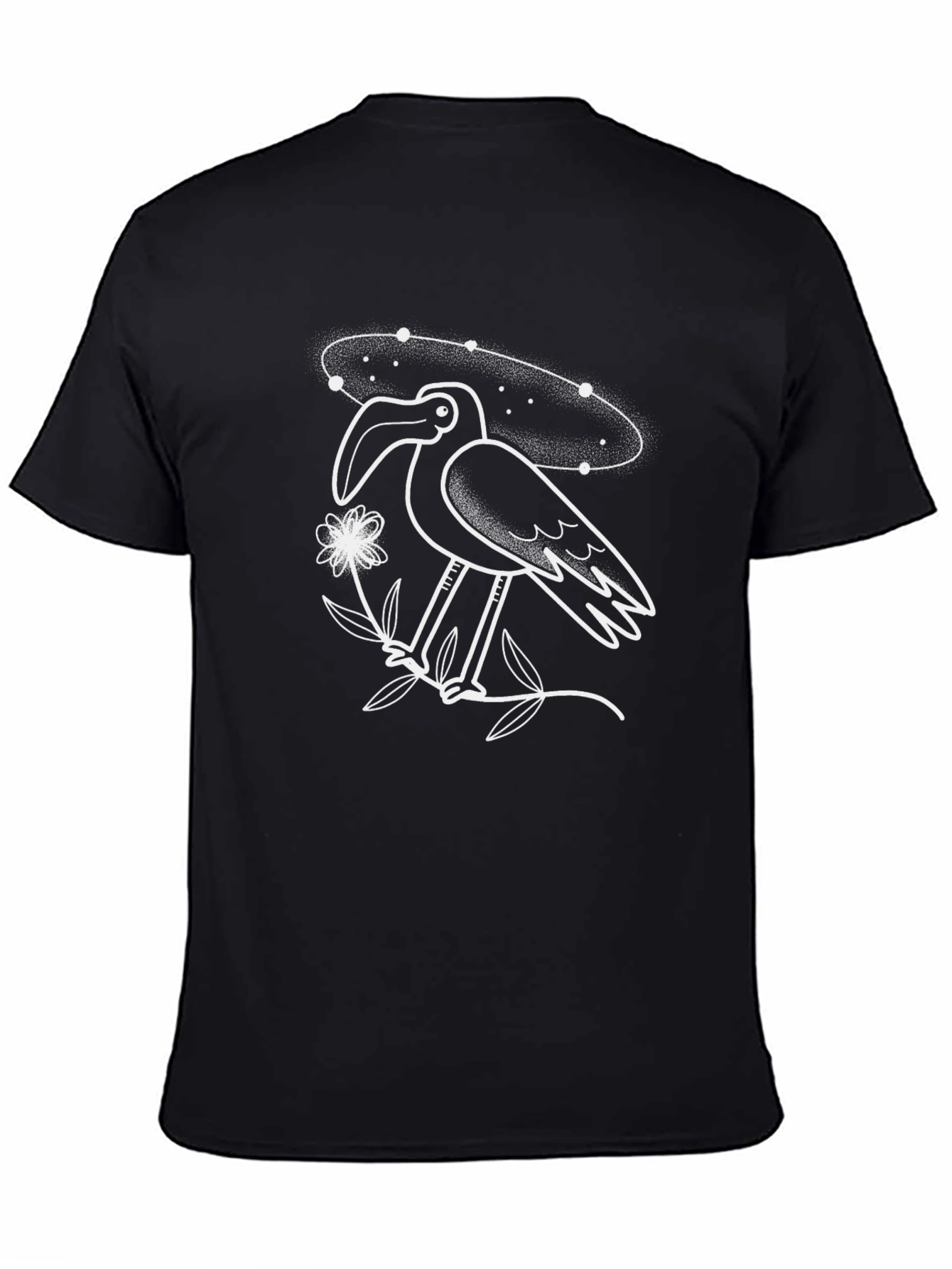 Black Abstract Bird Graphic Black T-Shirt view 4