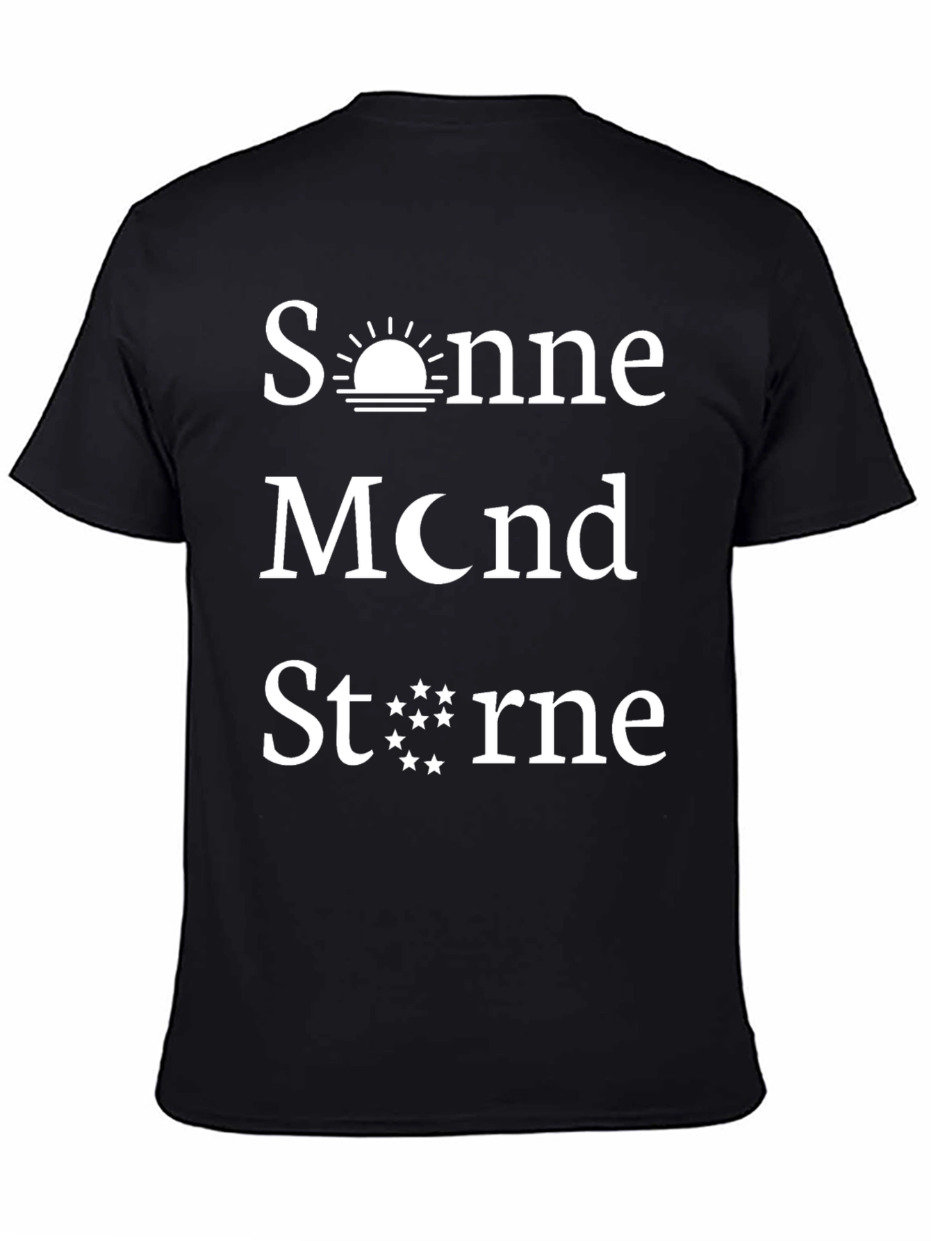 Black Sonne, Mond, Sterne Graphic T-Shirt view 4