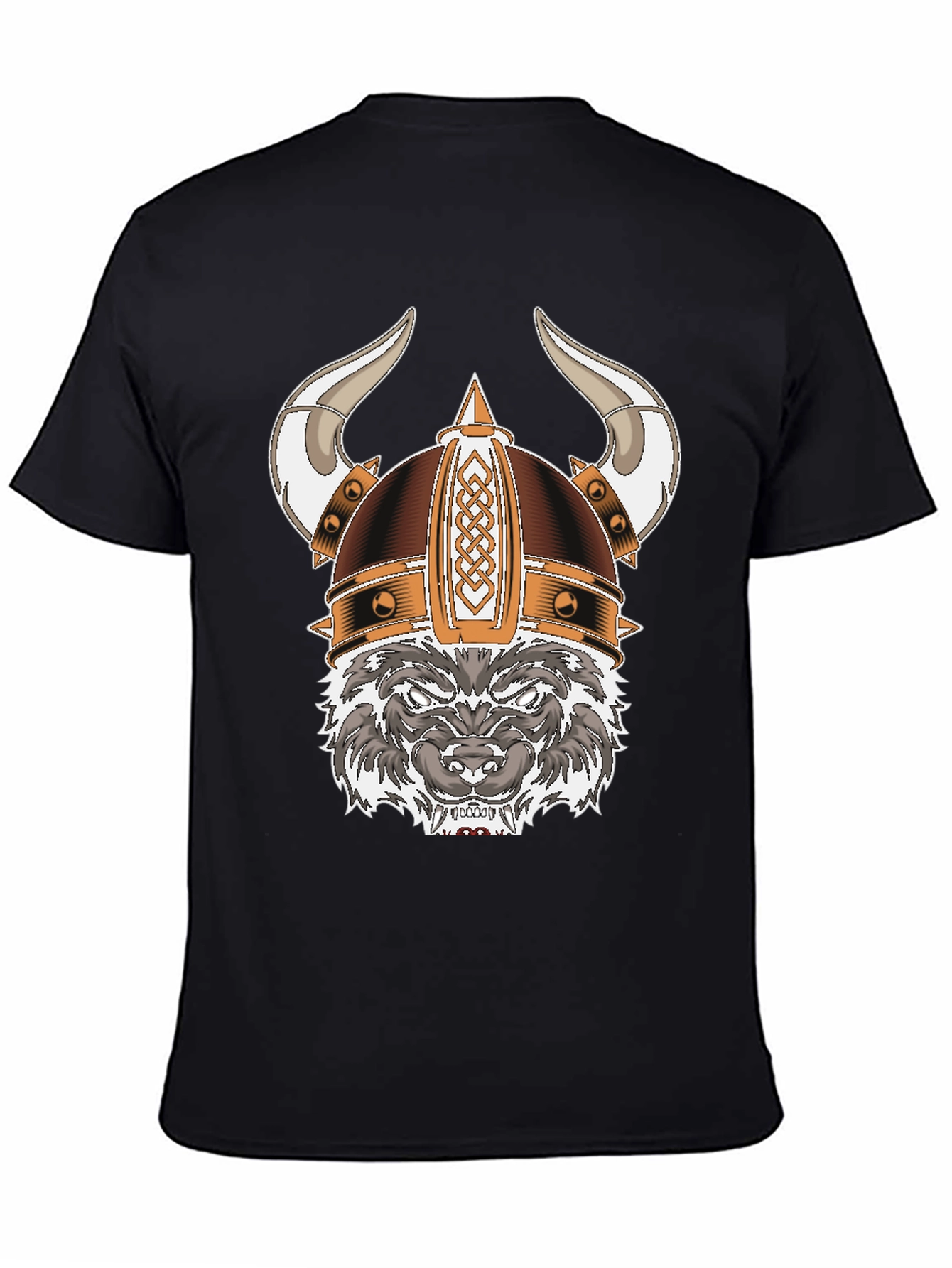 Black Viking Wolf Graphic Tee - Black view 4