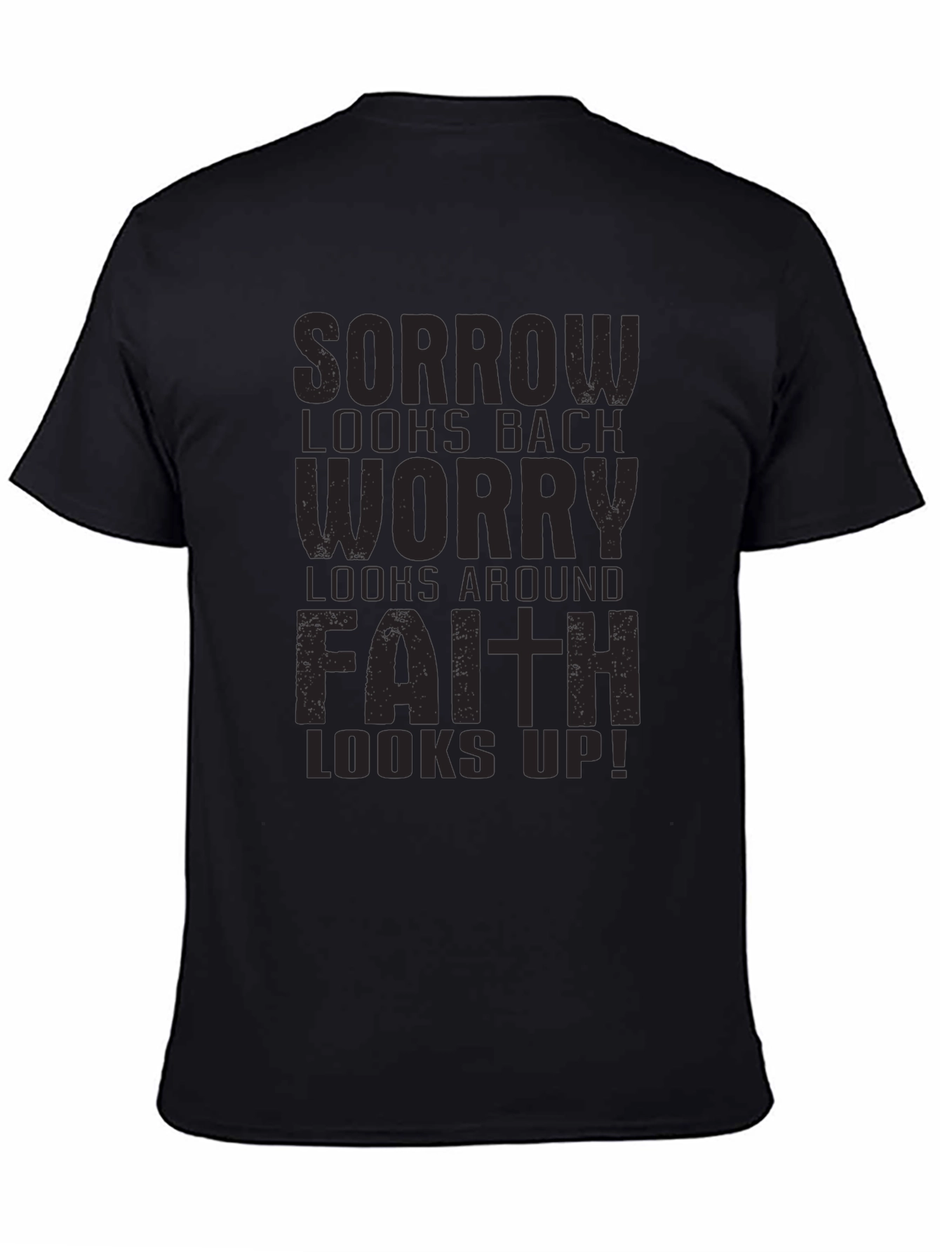 Black Faith Looks Up Black Graphic Tee view 4