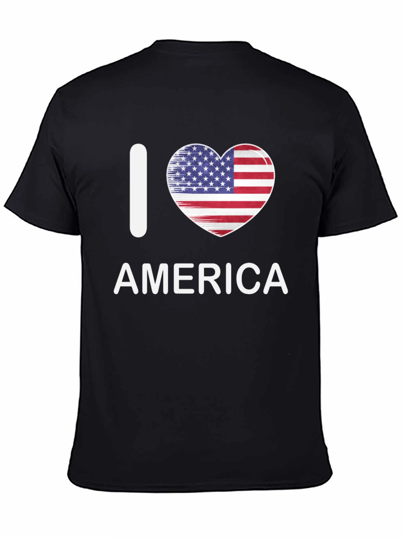 Black I Love America T-Shirt Patriotic Heart Tee view 4