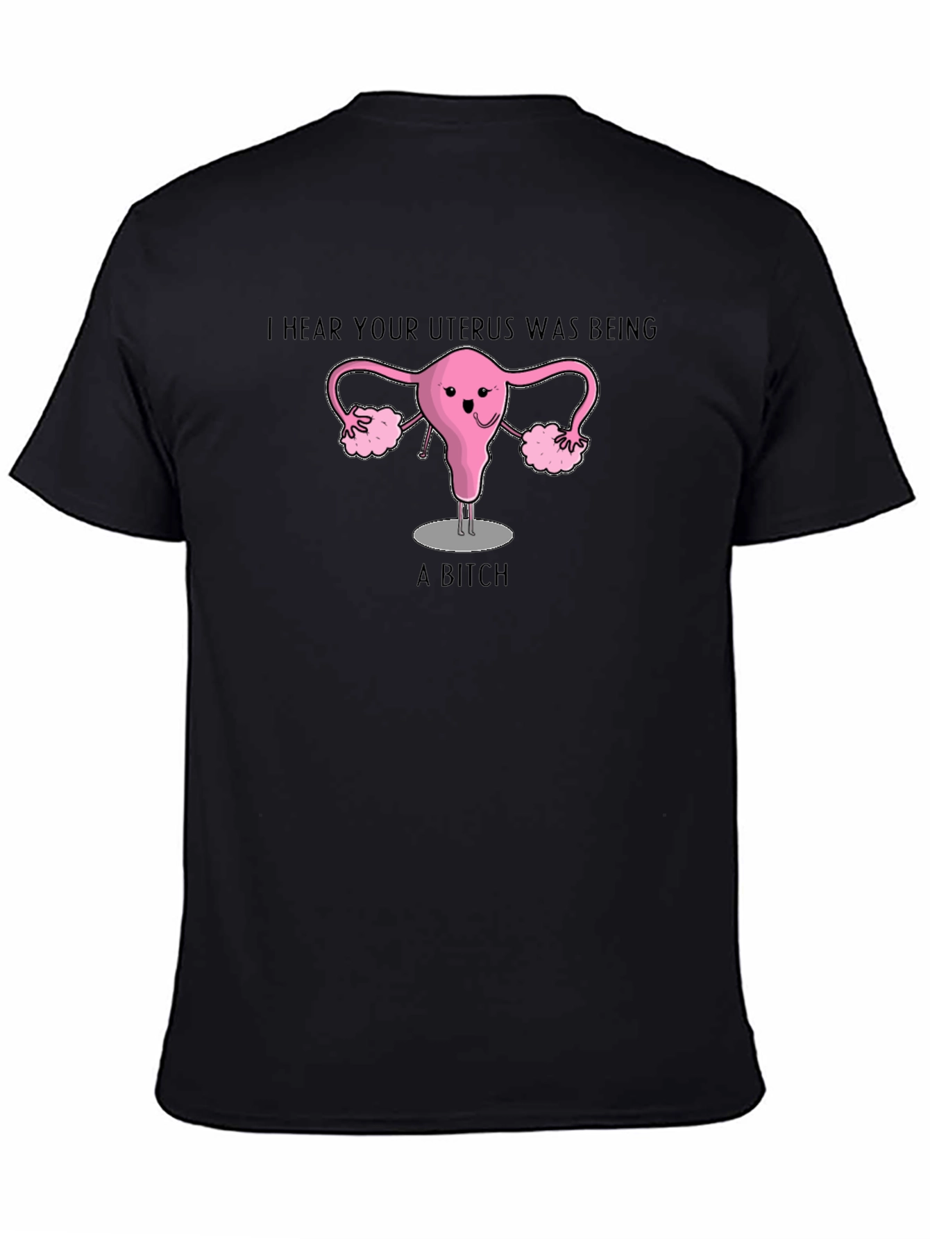 Black Uterus Humor Graphic T-Shirt view 4