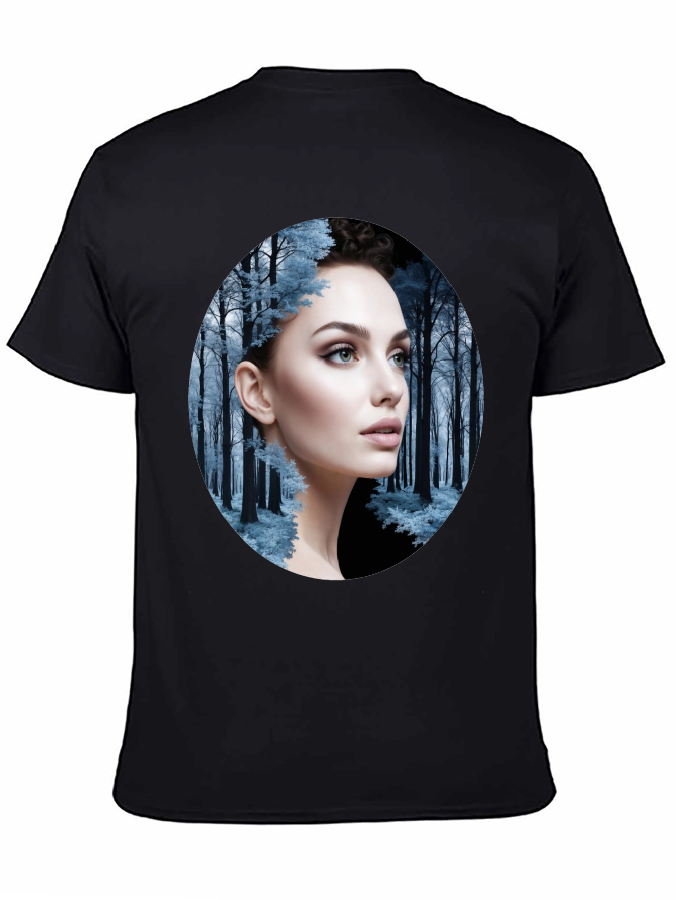 Black Woman in Winter Forest Black T-Shirt view 4