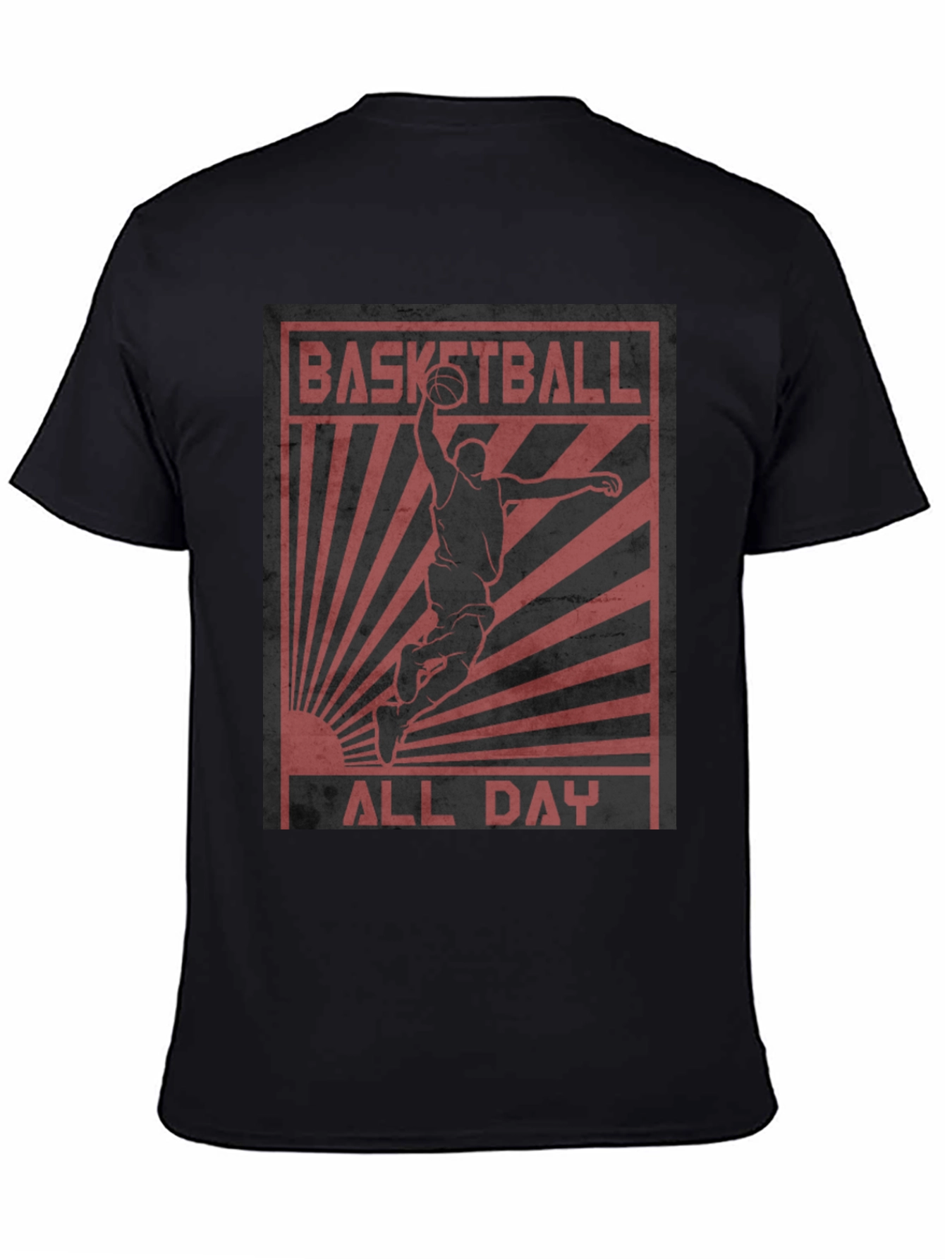 Black Basketball All Day Graphic Tee - Black Cotton T-Shirt view 4