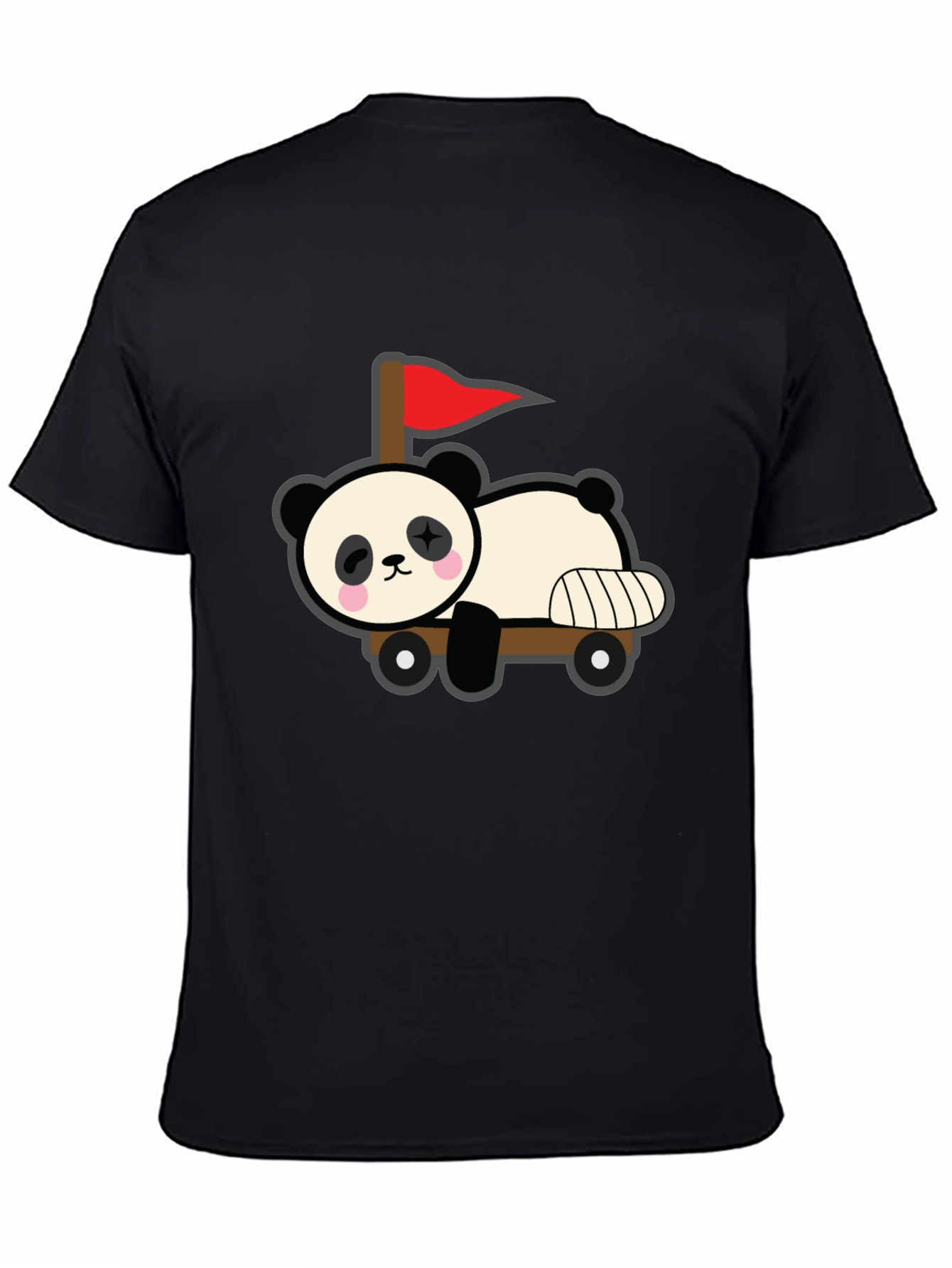 Black Cute Panda Car T-Shirt - Black view 4