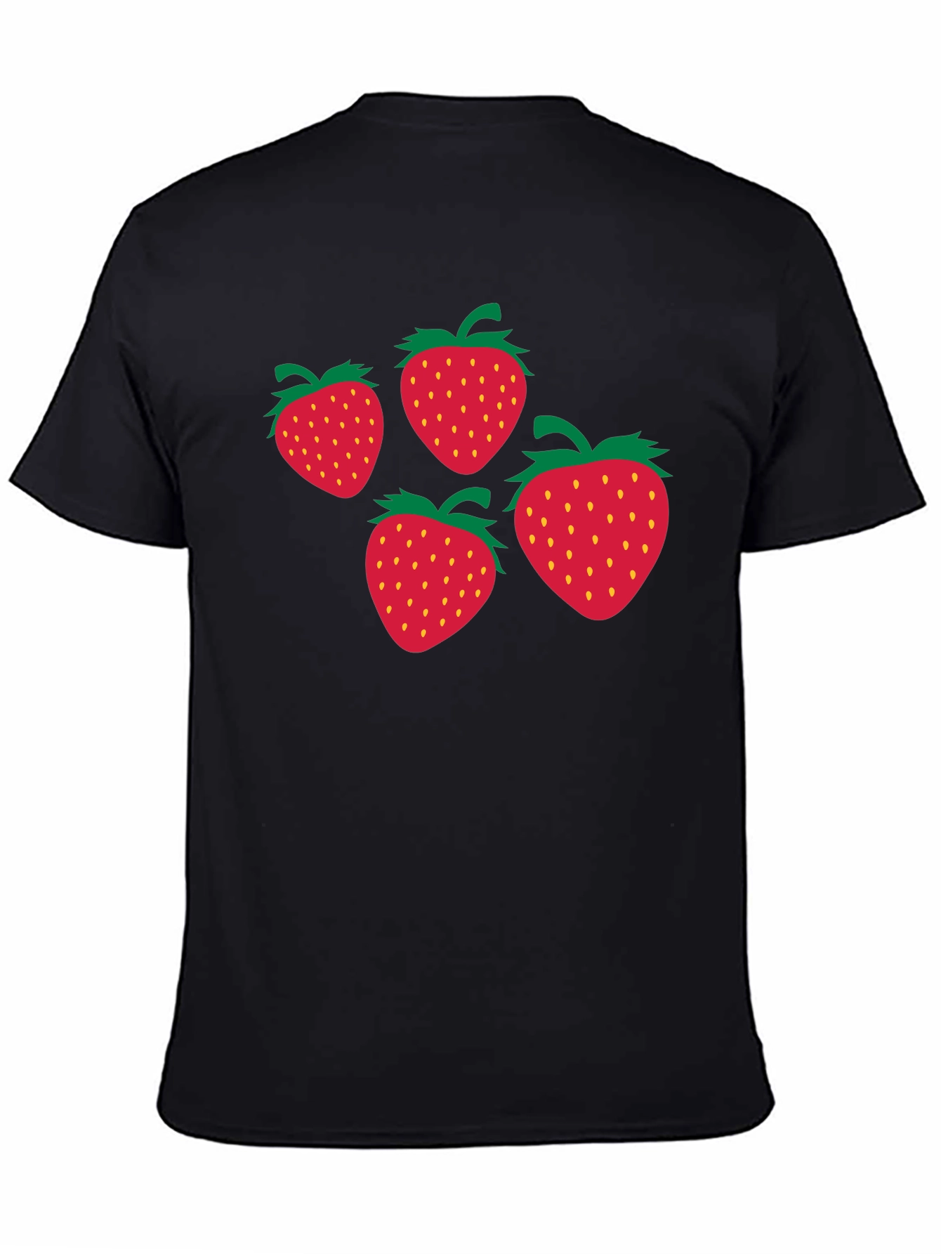 Black Strawberry Print Black T-Shirt view 4